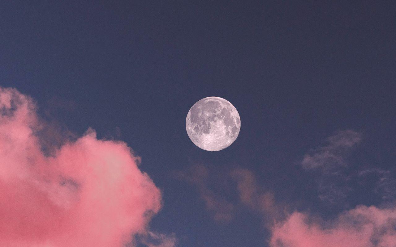1280x800 Download wallpaper 1280x800 moon, clouds, pink, sky, full moon widescreen 16:10 HD background