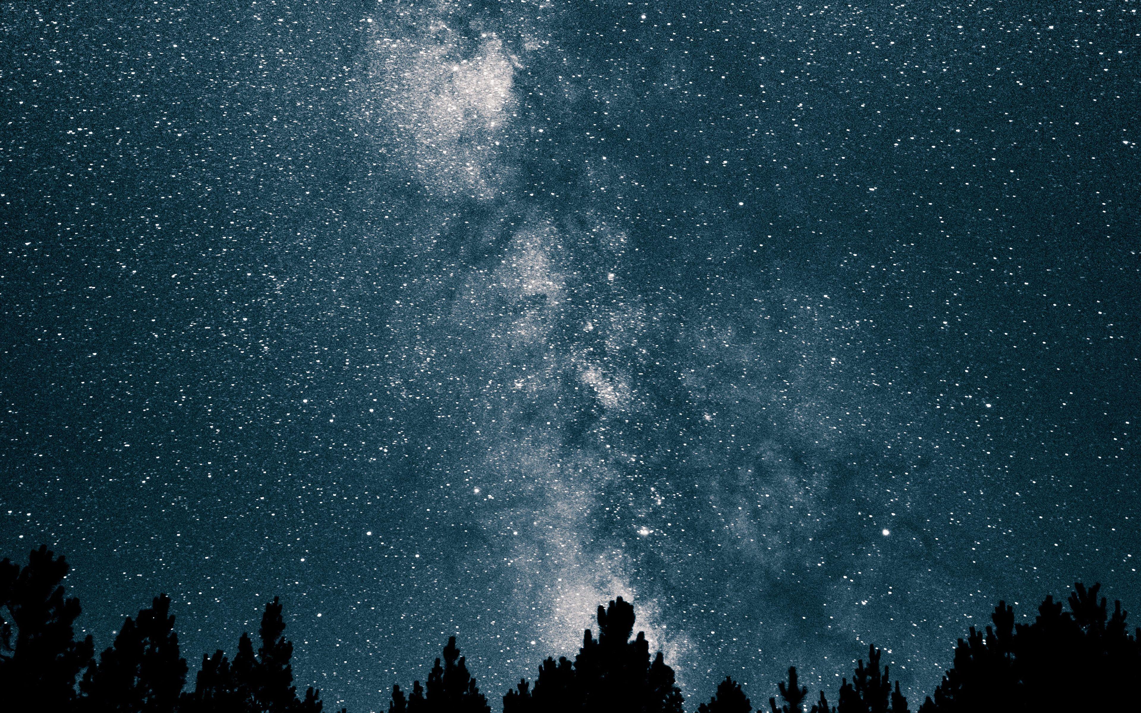 3840x2400 Night Sky Space Star Mountain Nature Wallpaper