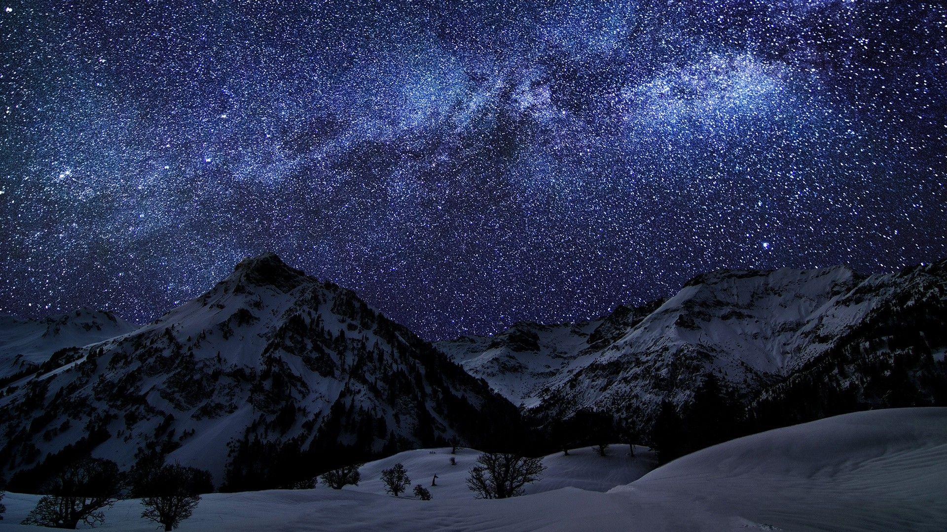 1920x1080 Mountain Starry Night Background HD Wallpaper