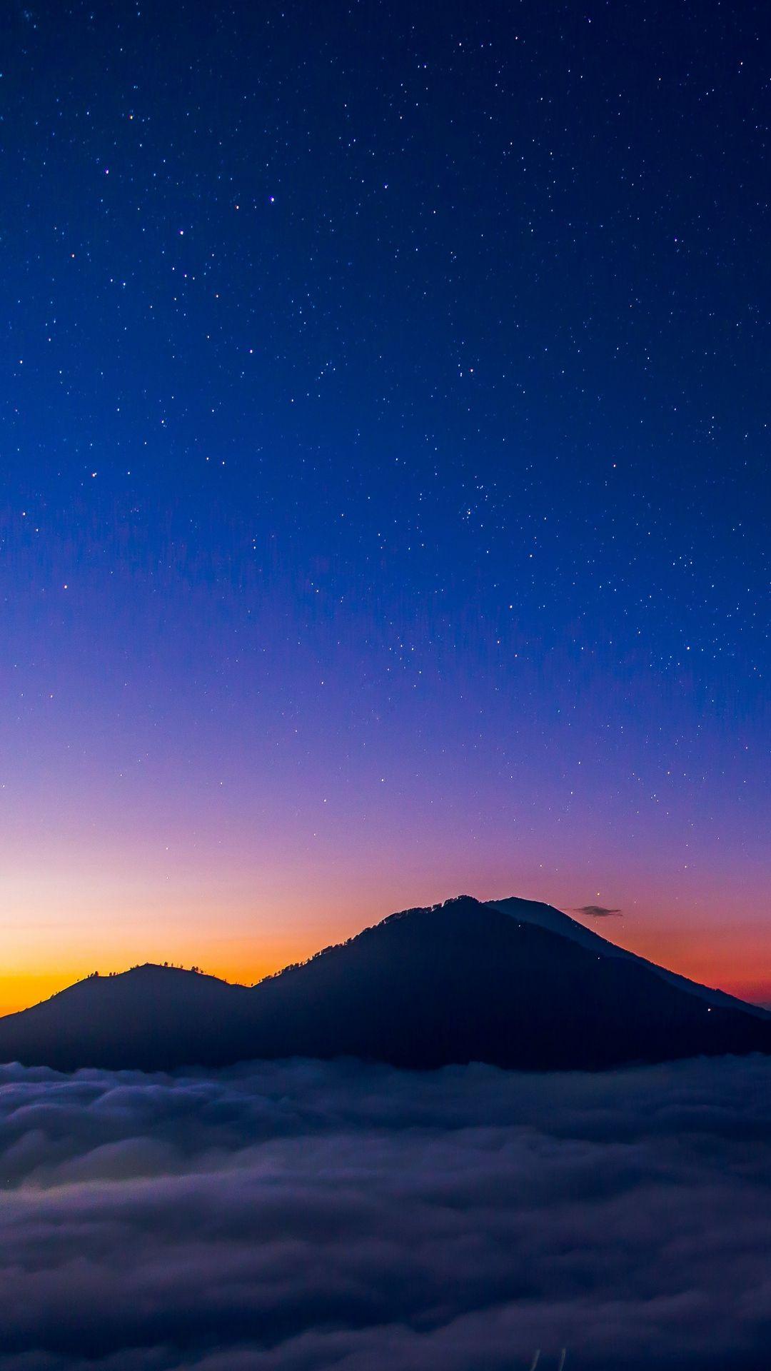 1080x1920 Starry Sky Mountains Clouds Night Wallpaper - [1080x1920]