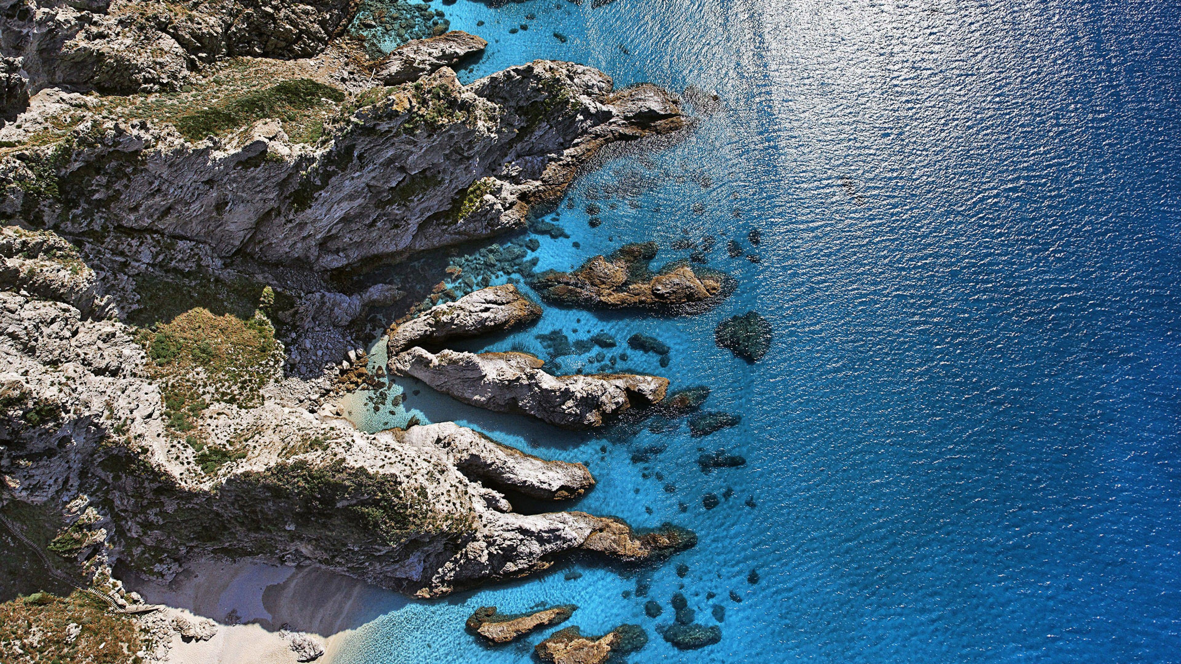 3840x2160 Sunny Shore Aerial View Capo Vaticano Italy HD wallpaper 4K Ultra HD
