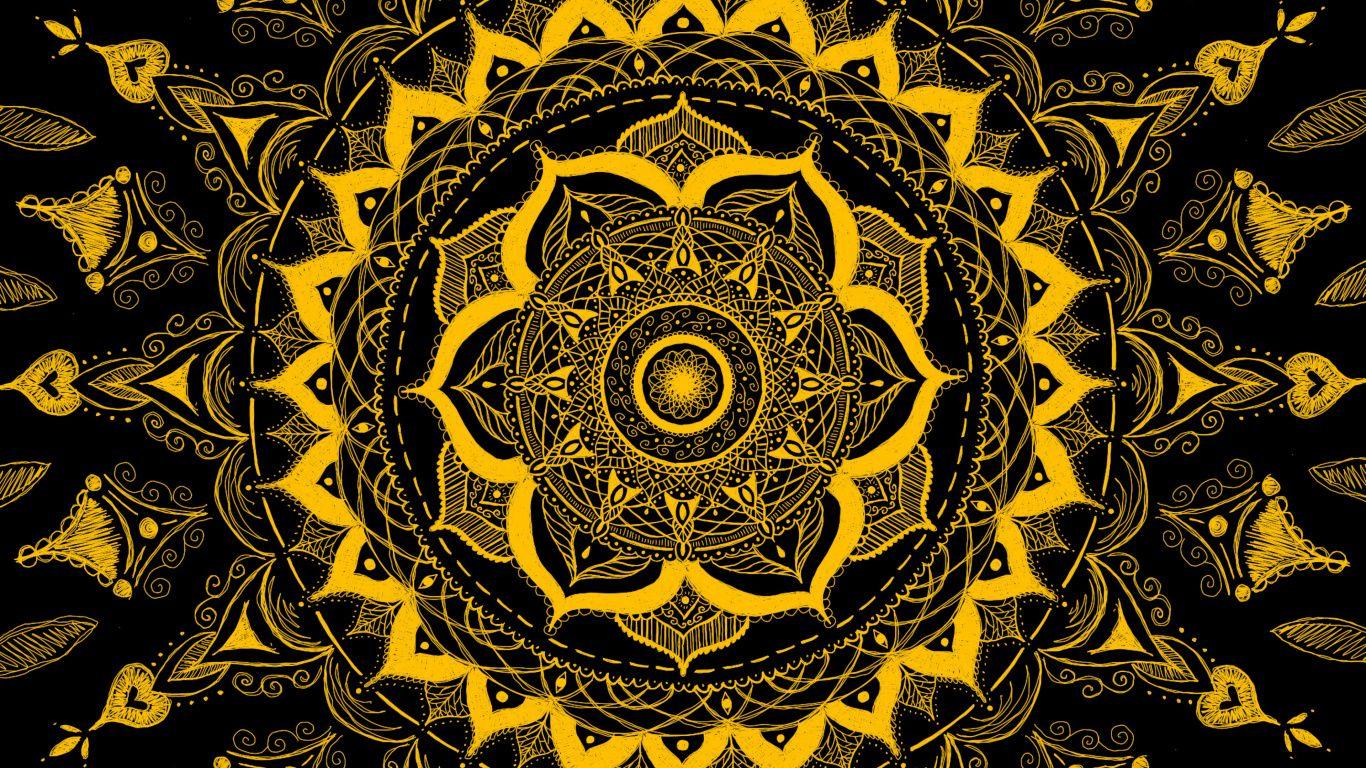 1366x768 Download Mandala, flower pattern, abstraction wallpaper, 1366x Tablet, laptop