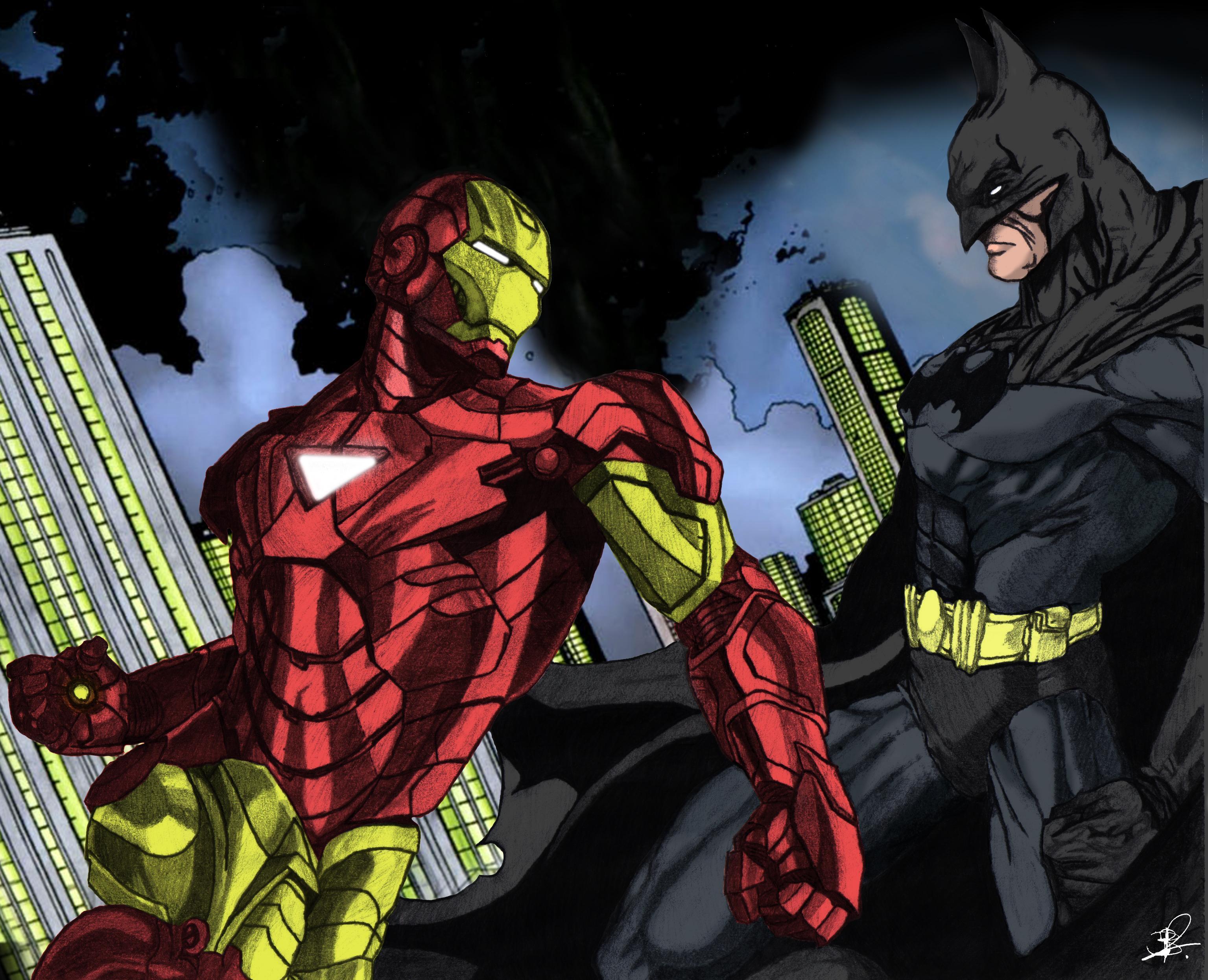 3071x2491 Batman Vs Iron Man Wallpaper