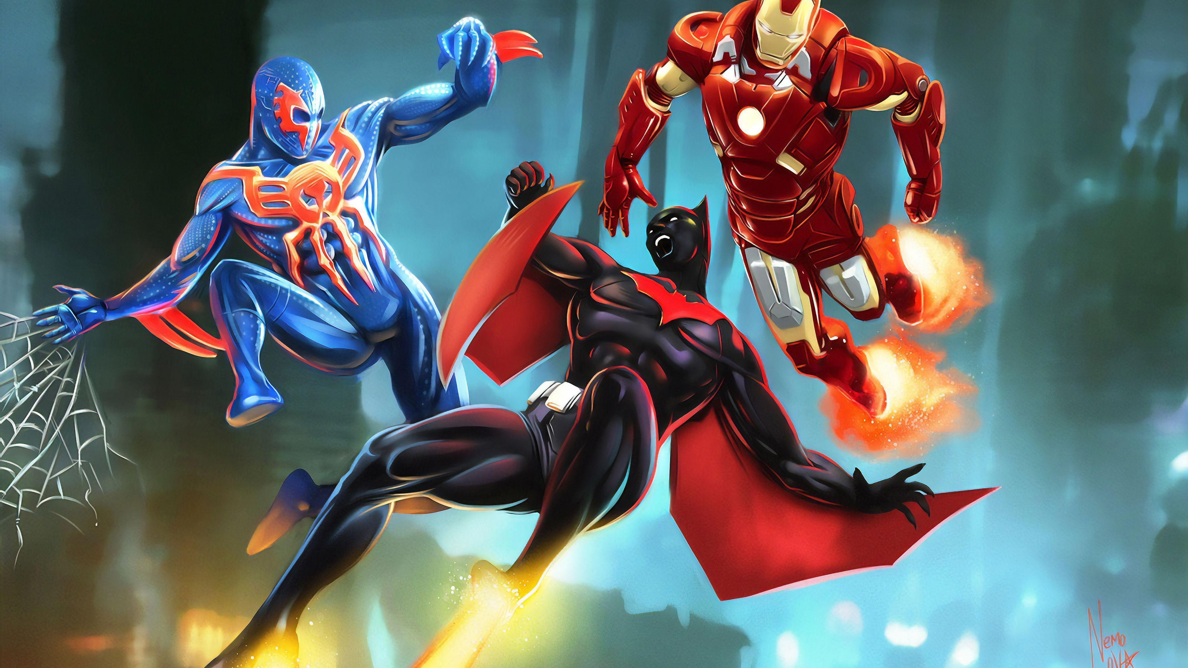 3840x2160 Wallpaper 4k Batman Beyond Spiderman 2099 Ironman 4k Wallpaper