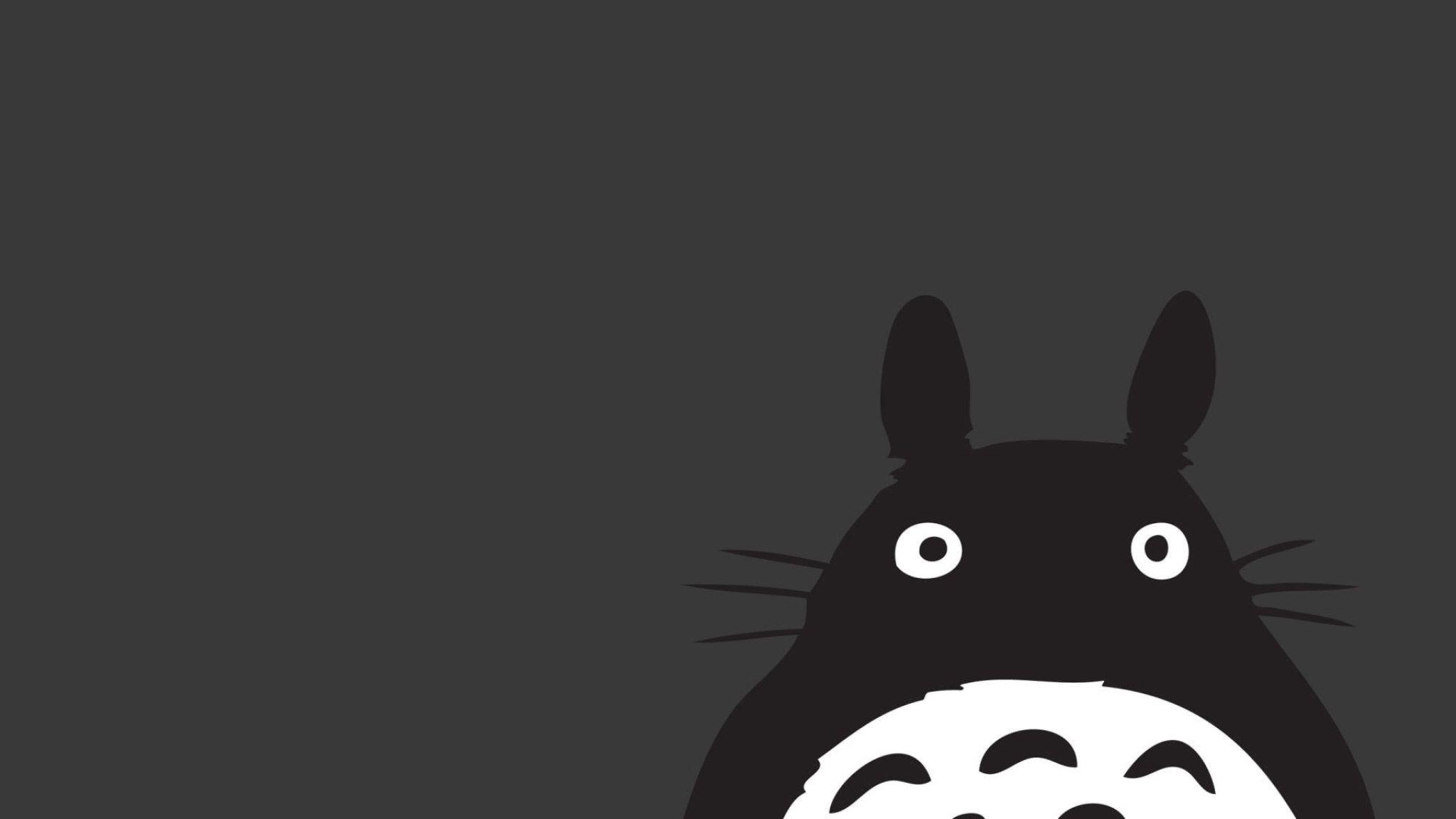 2048x1152 Hình nền Totoro hàng xóm của tôi, Anime, Studio Ghibli, Màu xám, Chủ nghĩa tối giản • Hình nền cho bạn Hình nền HD cho máy tính để bàn & di động