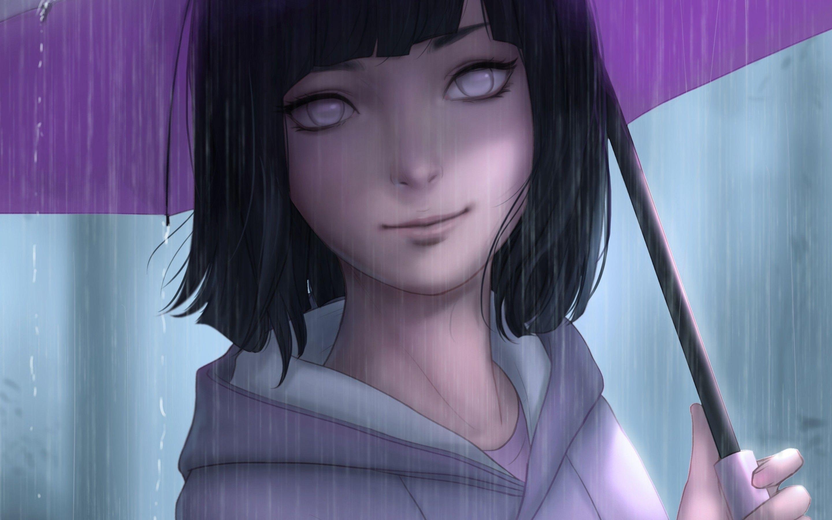 2880x1800 Download 2880x1800 Hyuuga Hinata, Naruto, Boruto, Raining, Short Hair, Byakugan, Umbrella Wallpaper for MacBook Pro 15 inch