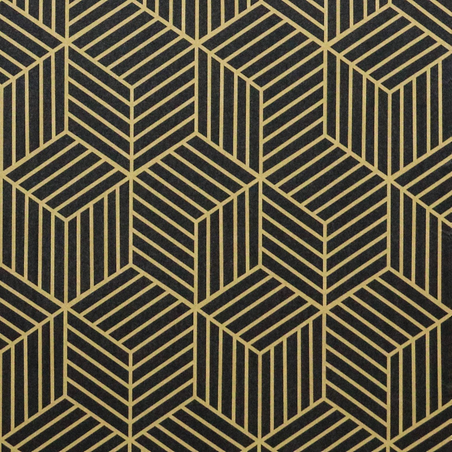 1548x1549 Gold and Black Geometry Stripped Hexagon Wallpaper Gold Stripes Wallpaper Peel and Stick Black Paper Removable Self Adhesive Vinyl Film Decoral Walls Covering Cabinets Shelf Drawer Roll 78.7”x17.7”