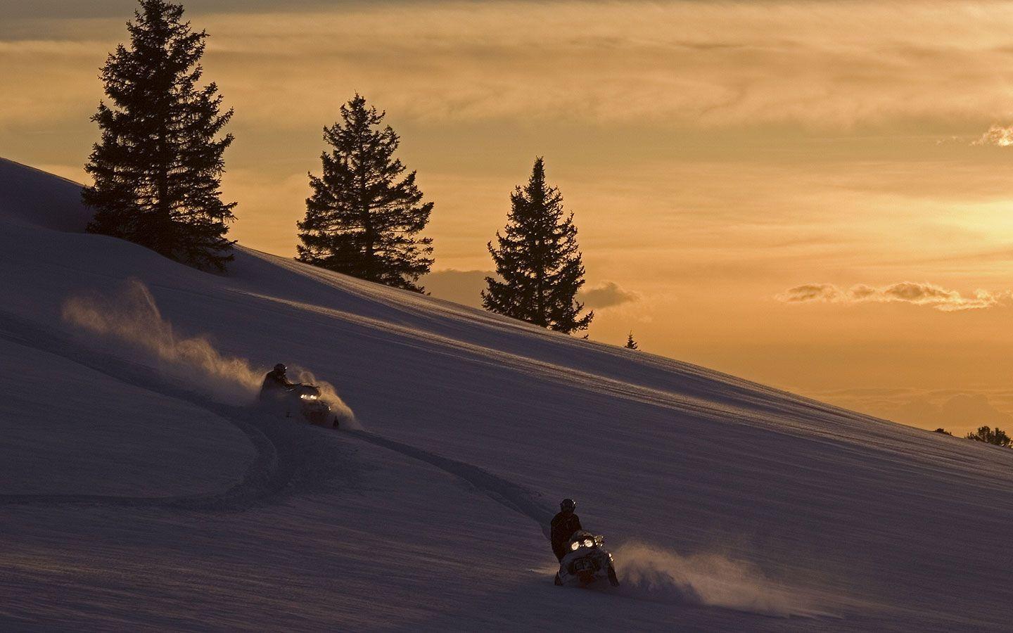 1440x900 HD Snowmobile 4k Background