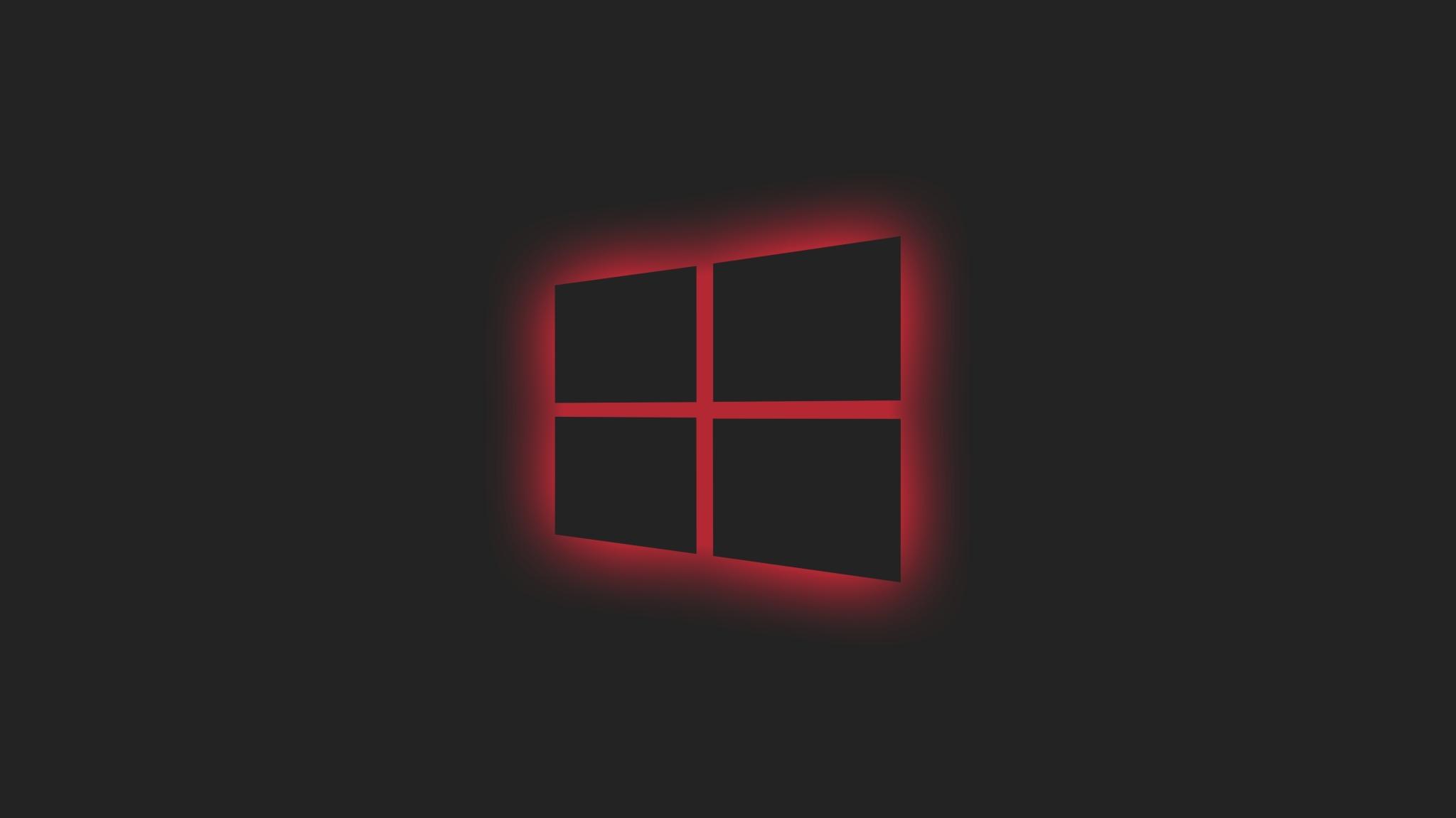 2048x1152 Windows 10 Logo Red Neon 2048x1152 Resolution Wallpaper, HD Hi Tech 4K Wallpaper, Image, Photo And Background