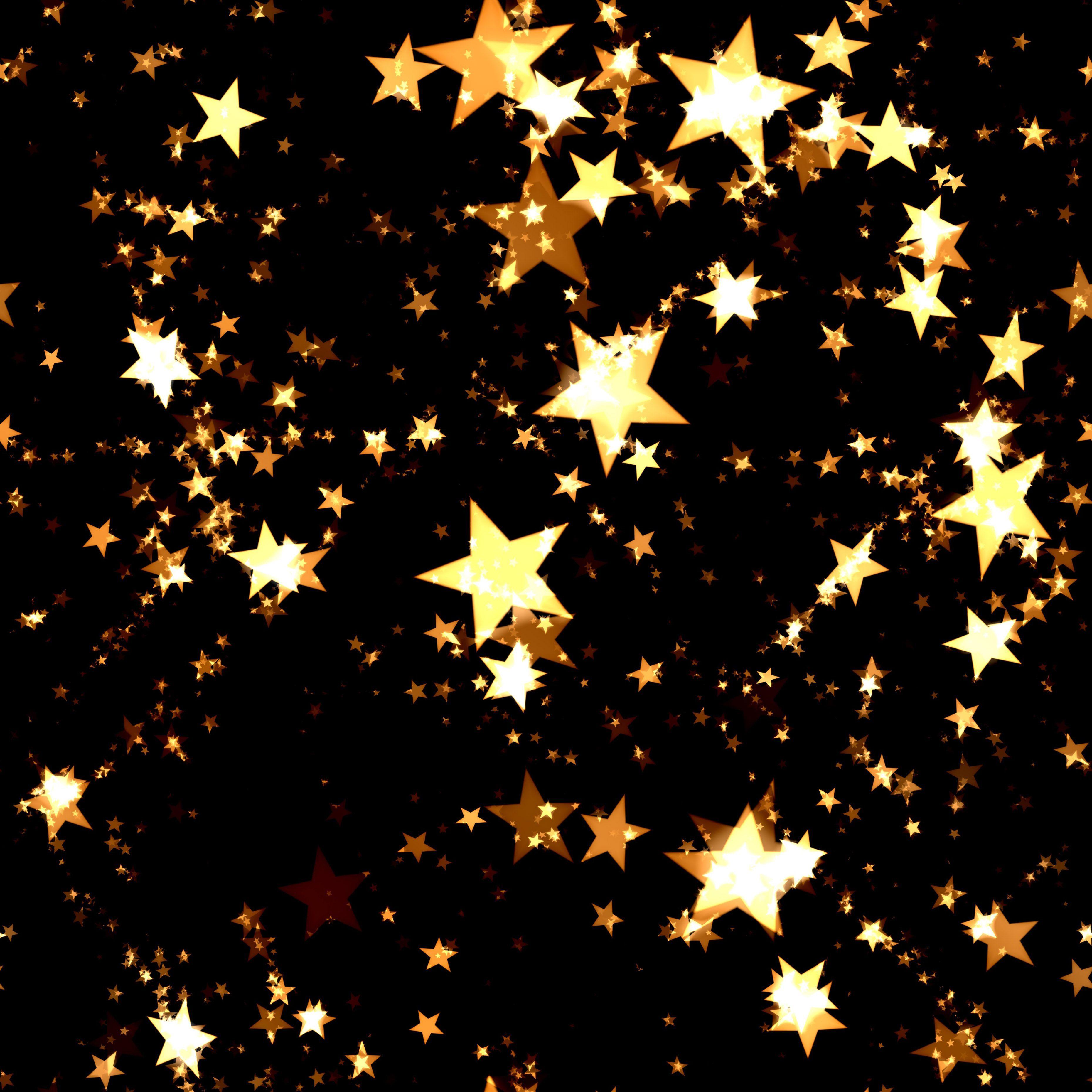 3720x3720 White Wallpaper With Gold Stars