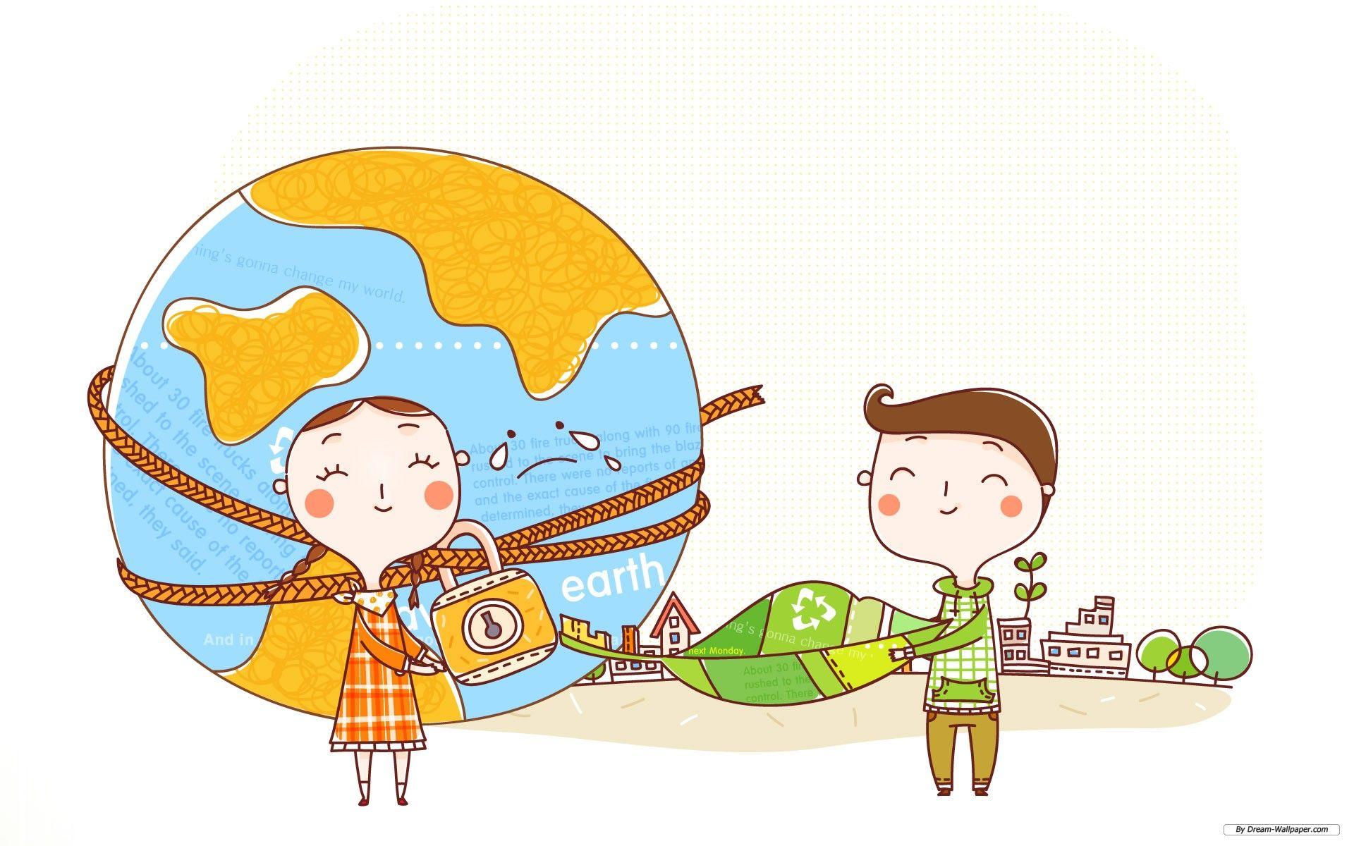 1920x1200 Free Cartoon Wallpaper Save The Earth