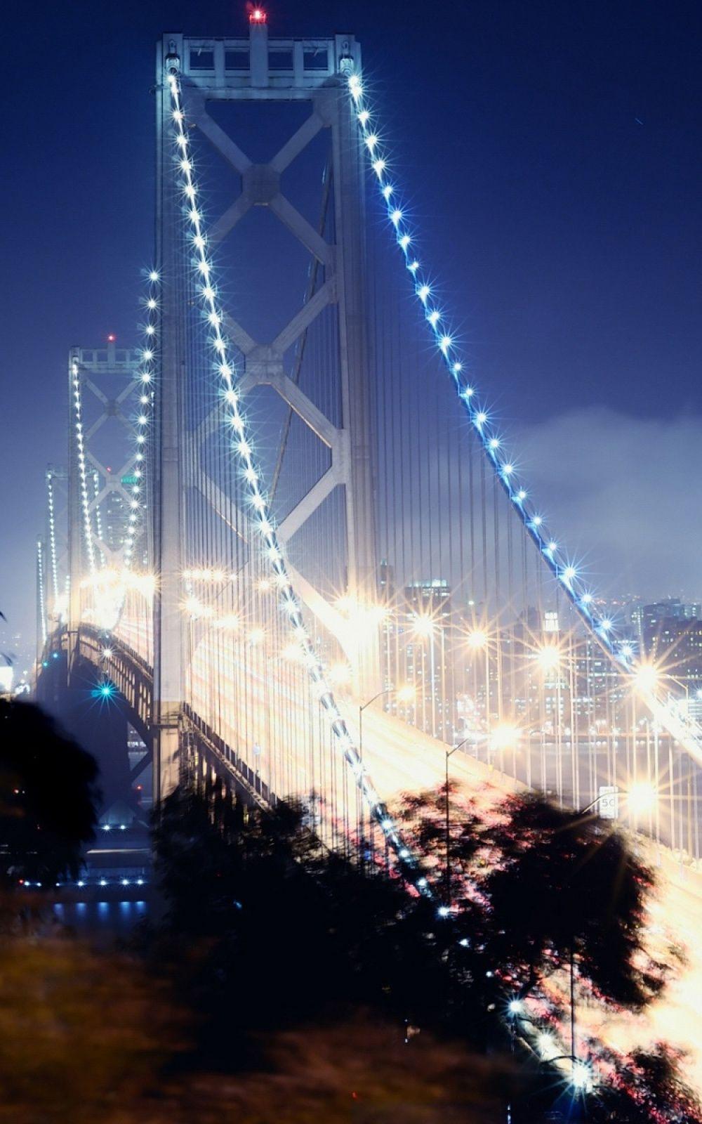 1000x1600 Oakland Bay Bridge At Night 4K Ultra HD Mobile Wallpaper