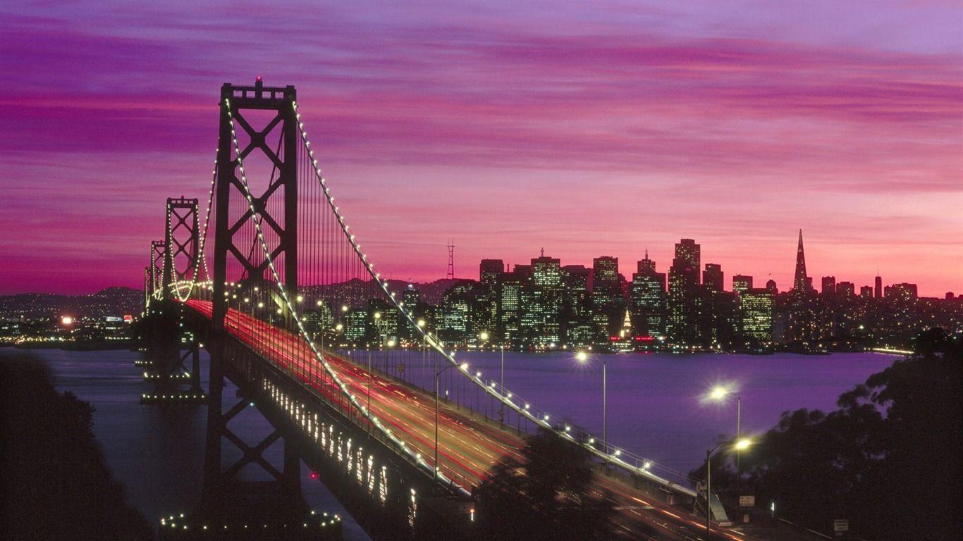 1366x768 He Next Night In San Francisco Oakland Bay Bridge Wallpaper
