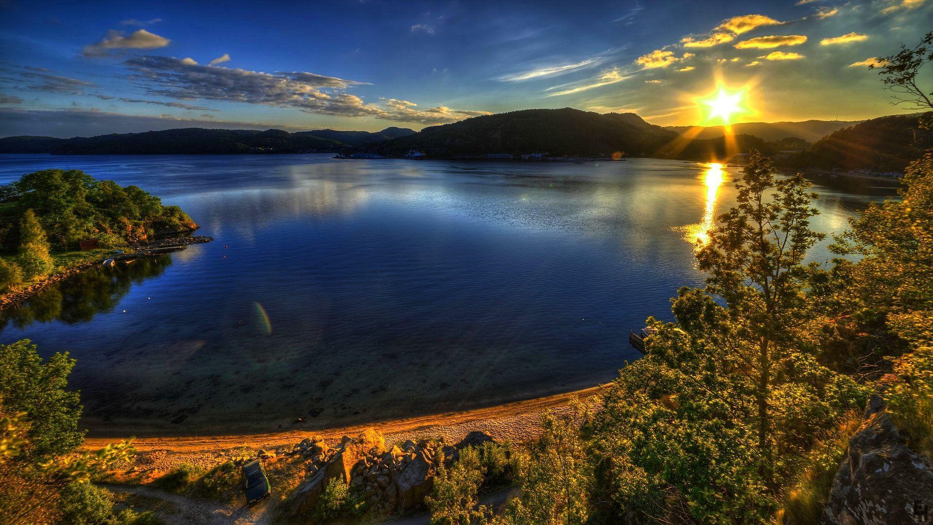 1920x1080 Natural Good Morning Sunshine. Nature wallpaper, Sunshine wallpaper, Lake sunset