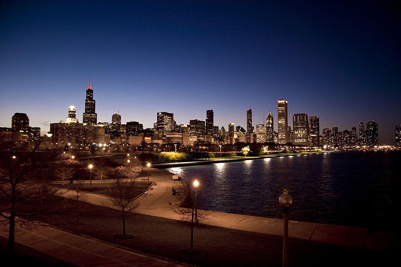 1280x851 Photos Chicago city USA Parks Night Cities