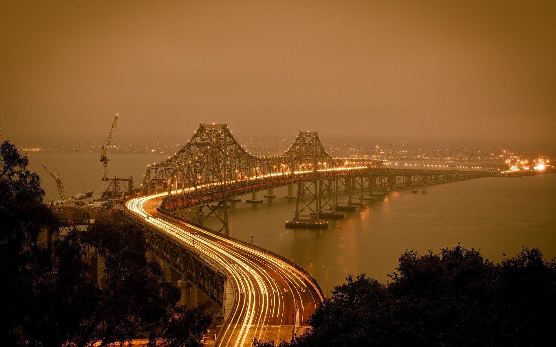 1920x1200 bridge long exposure oakland bay bridge san francisco wallpaper
