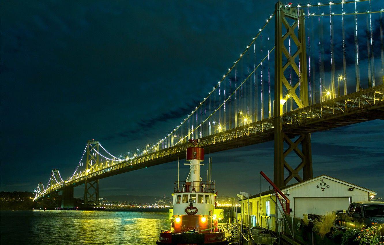 1332x850 Wallpaper night, city, Bay, San Francisco, USA, USA, Auckland, night, California, San Francisco, Bay Bridge, Oakland, the Bay bridge image for desktop, section город