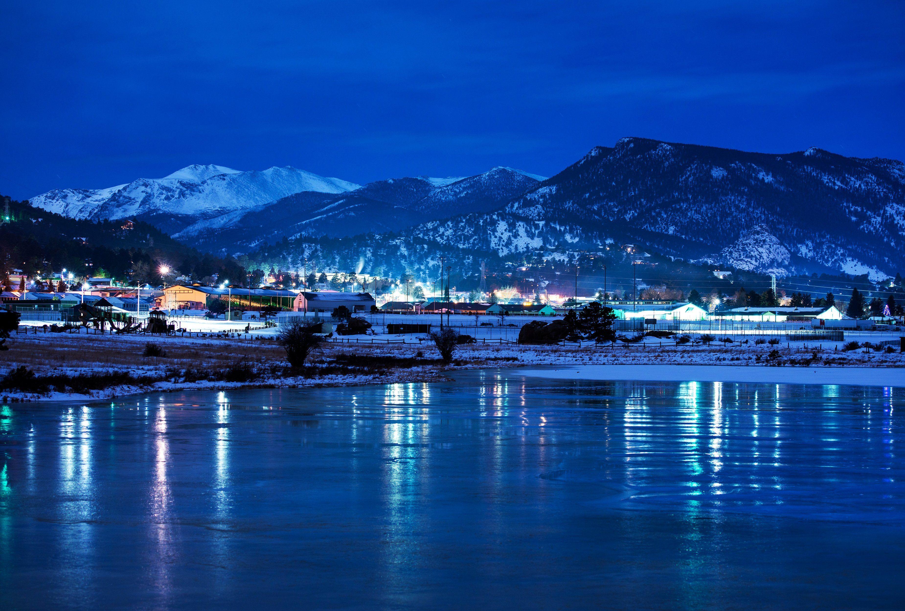 3700x2500 usa, Parks, Lake, Mountains, Winter, Snow, Night, Estes, Park, Colorado, Nature, Cities Wallpaper HD / Desktop and Mobile Background