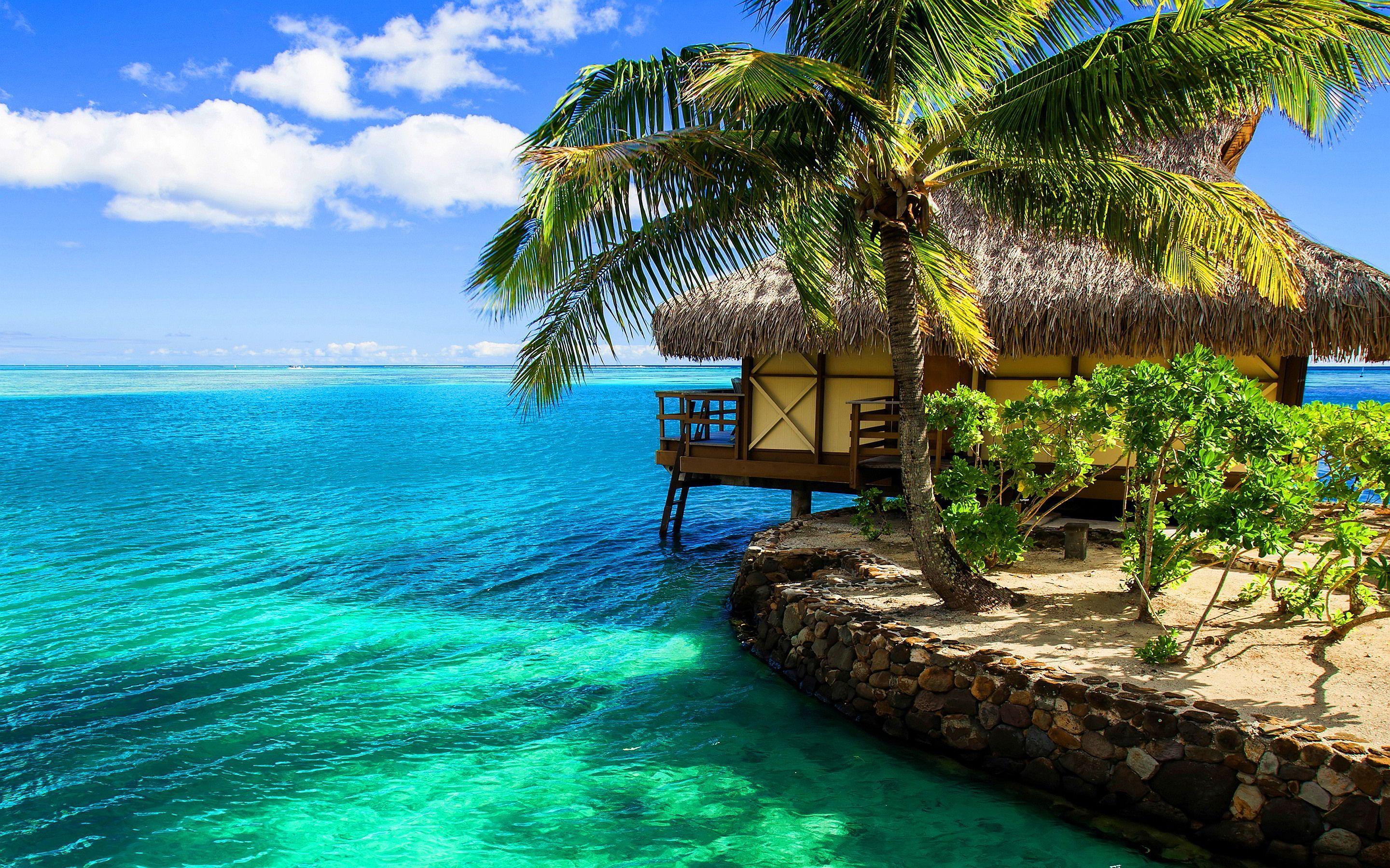2880x1800 beach bungalo. Beach bungalow resort Wallpaper Picture Photo Image. Island wallpaper, Beach wallpaper, Beautiful landscapes