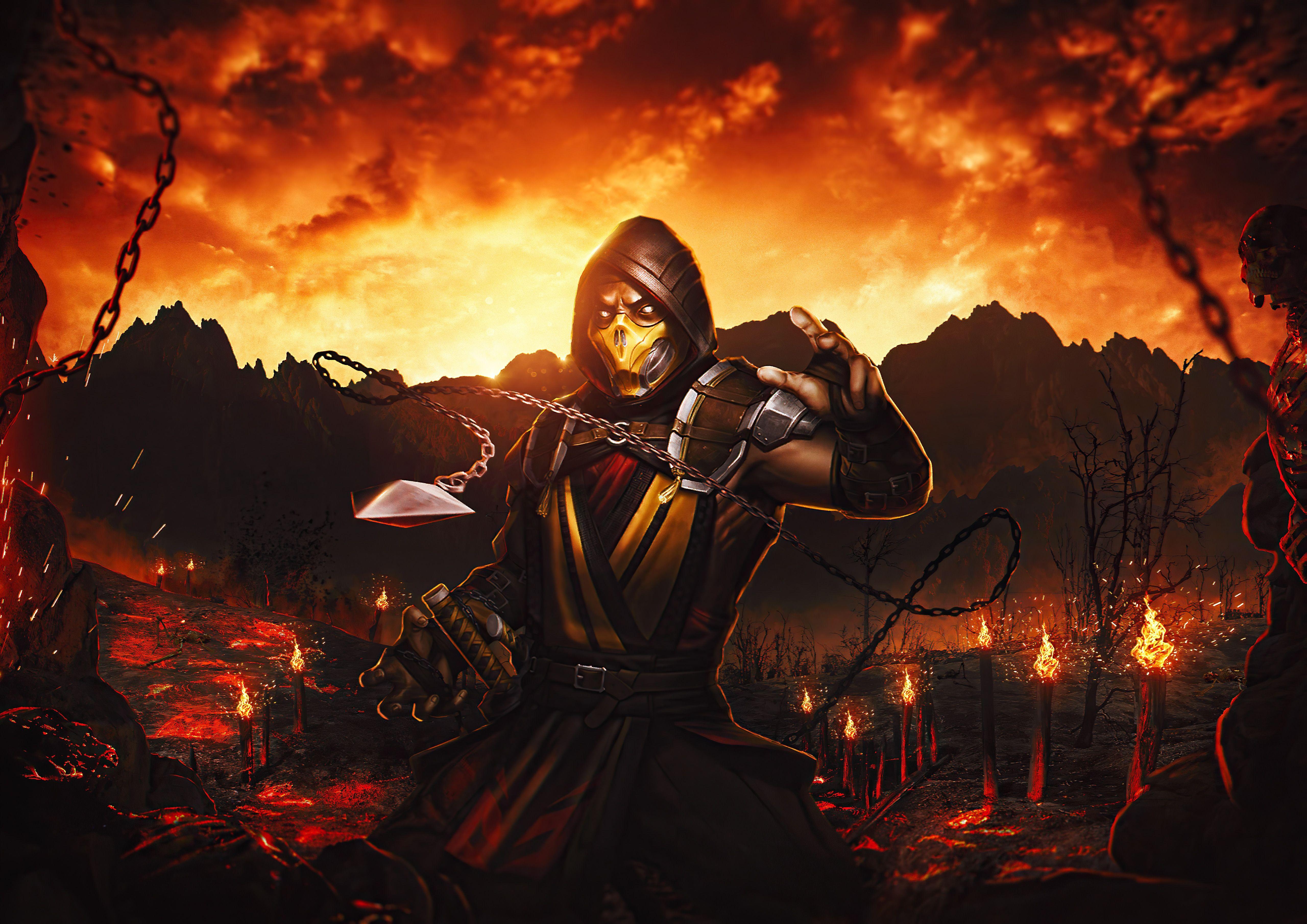 5120x3621 Mortal kombat scorpion HD Wallpaper & Background