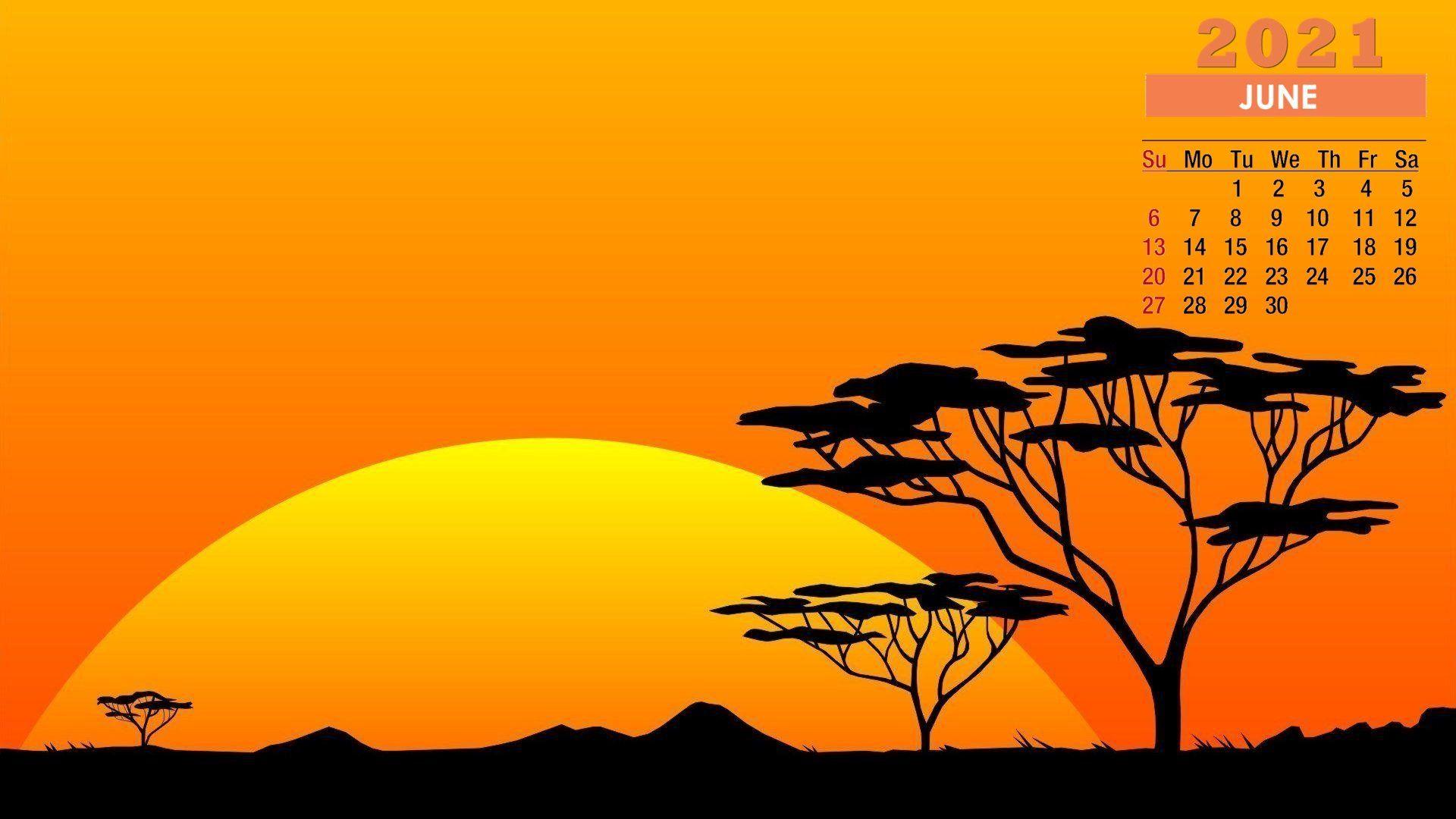 1920x1080 June 2021 Calendar Minimalist Safari Wallpaper 72271