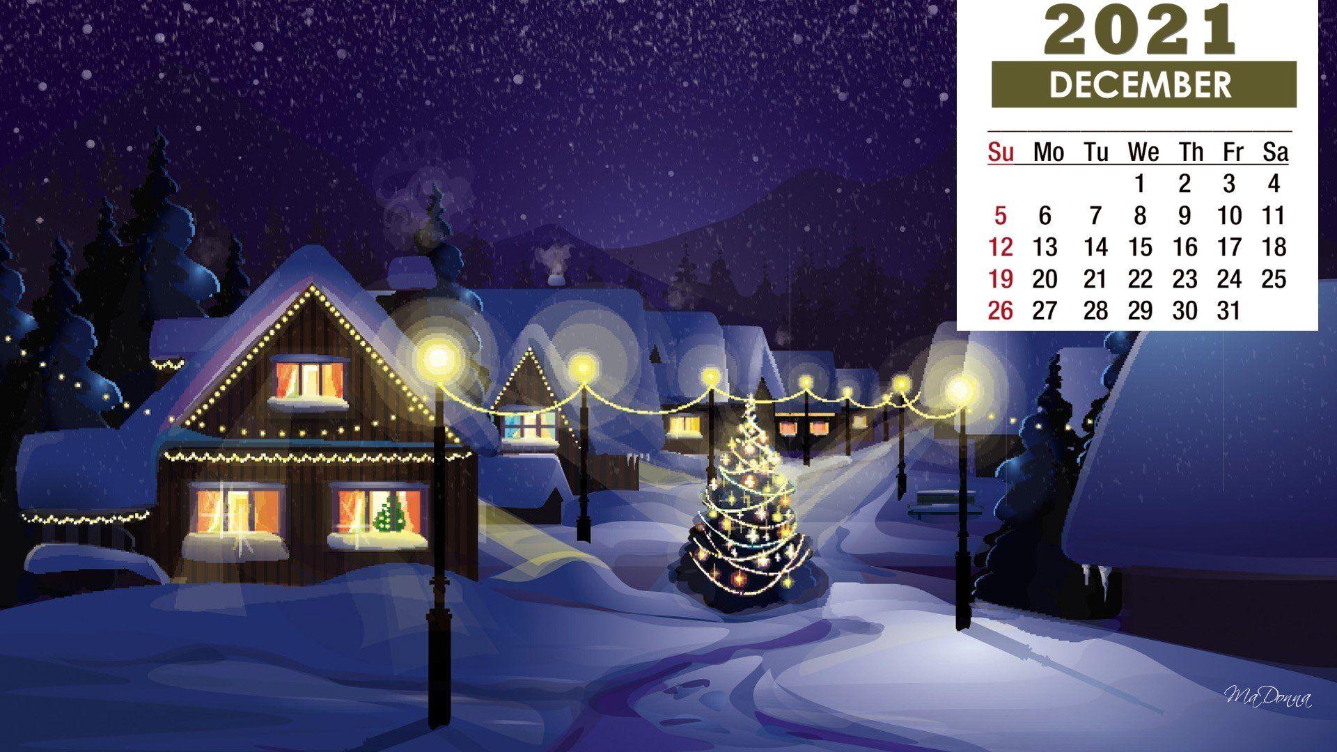 1920x1080 December 2021 Calendar Christmas Lights Wallpaper 72193