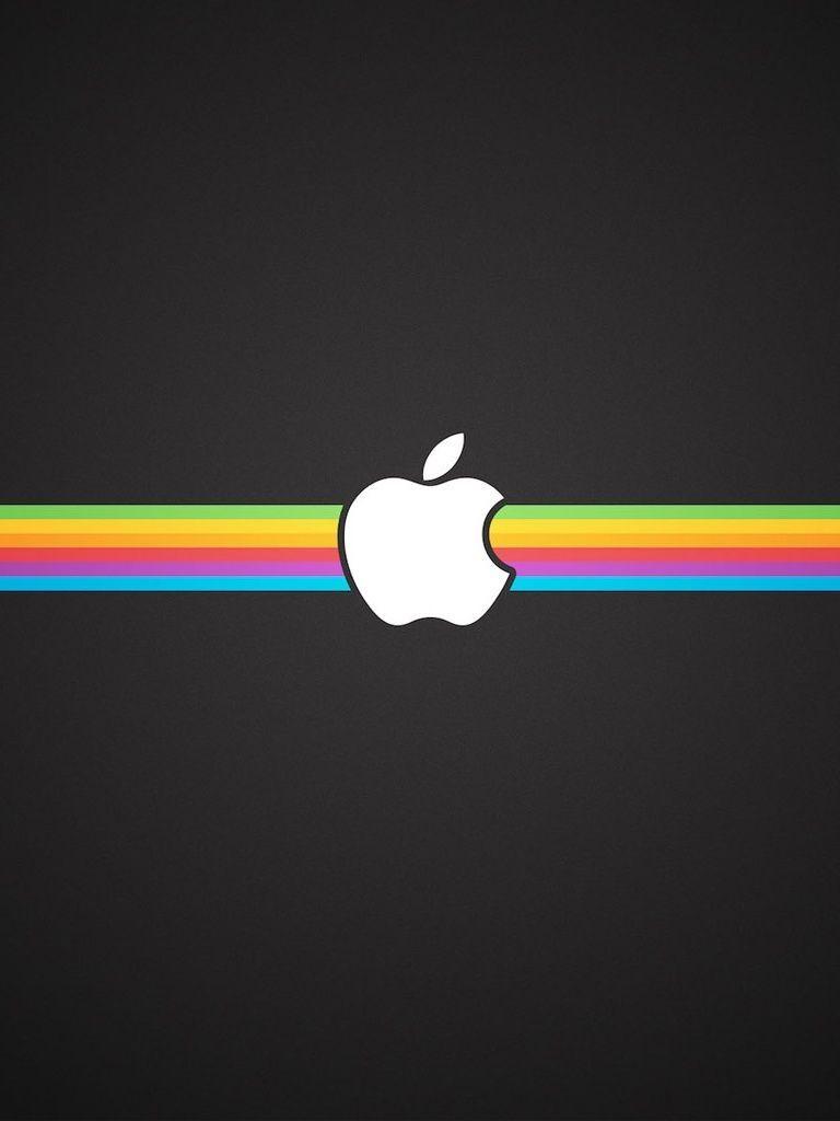 768x1024 Apple Logo Rainbow Wallpaper