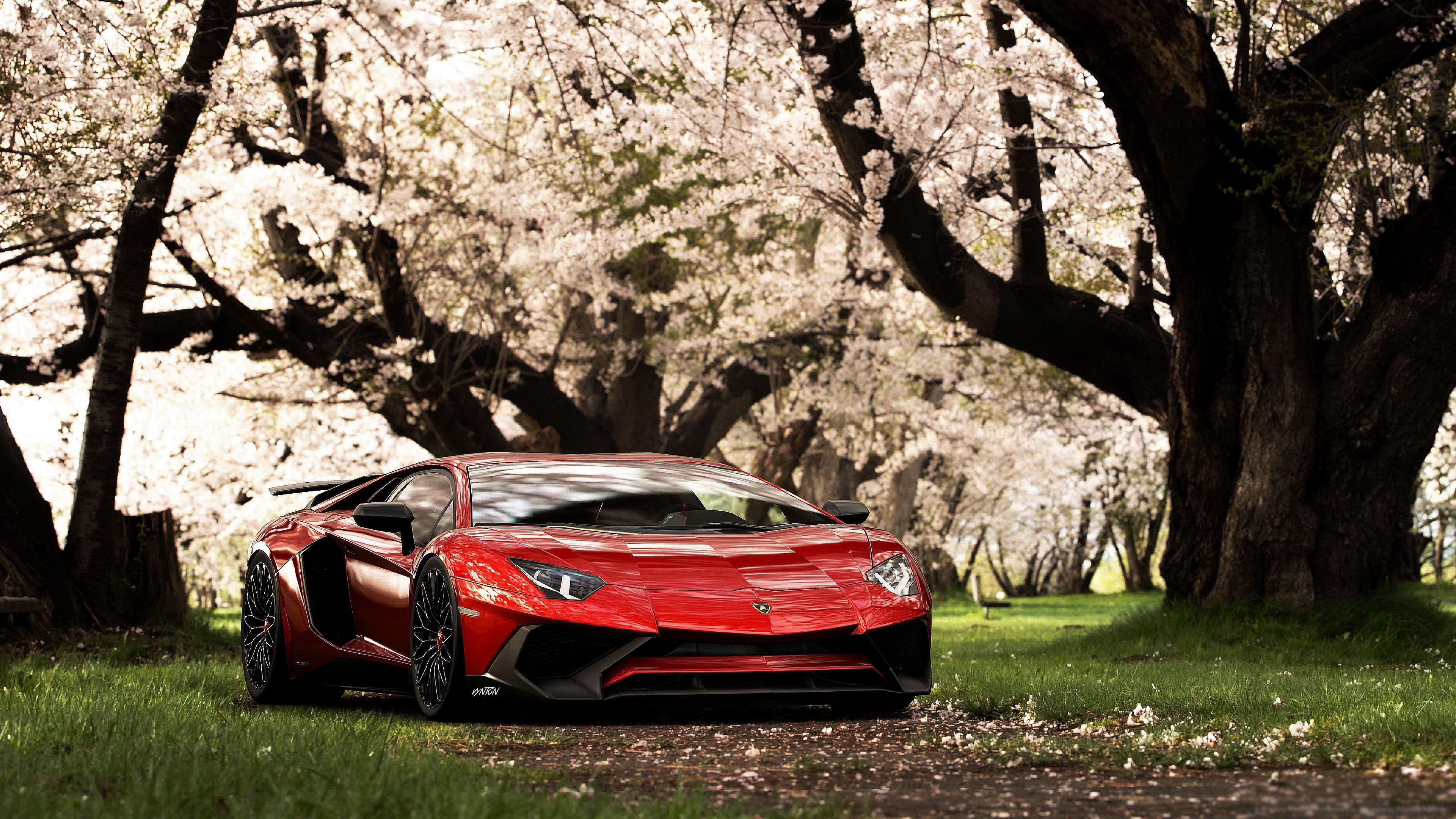 3840x2160 Red Lamborghini Aventador 4K Pic