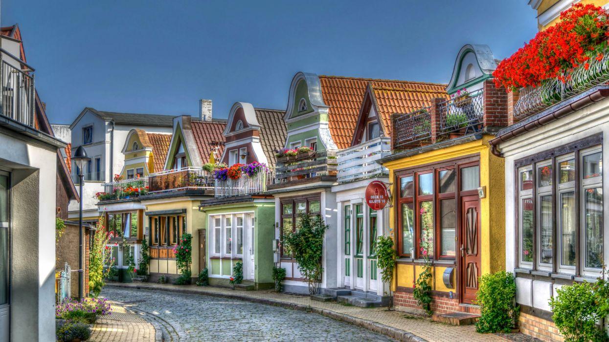 1245x700 Germany Houses HDR Street Rostock Warnemuende Cities wallpaperx2450