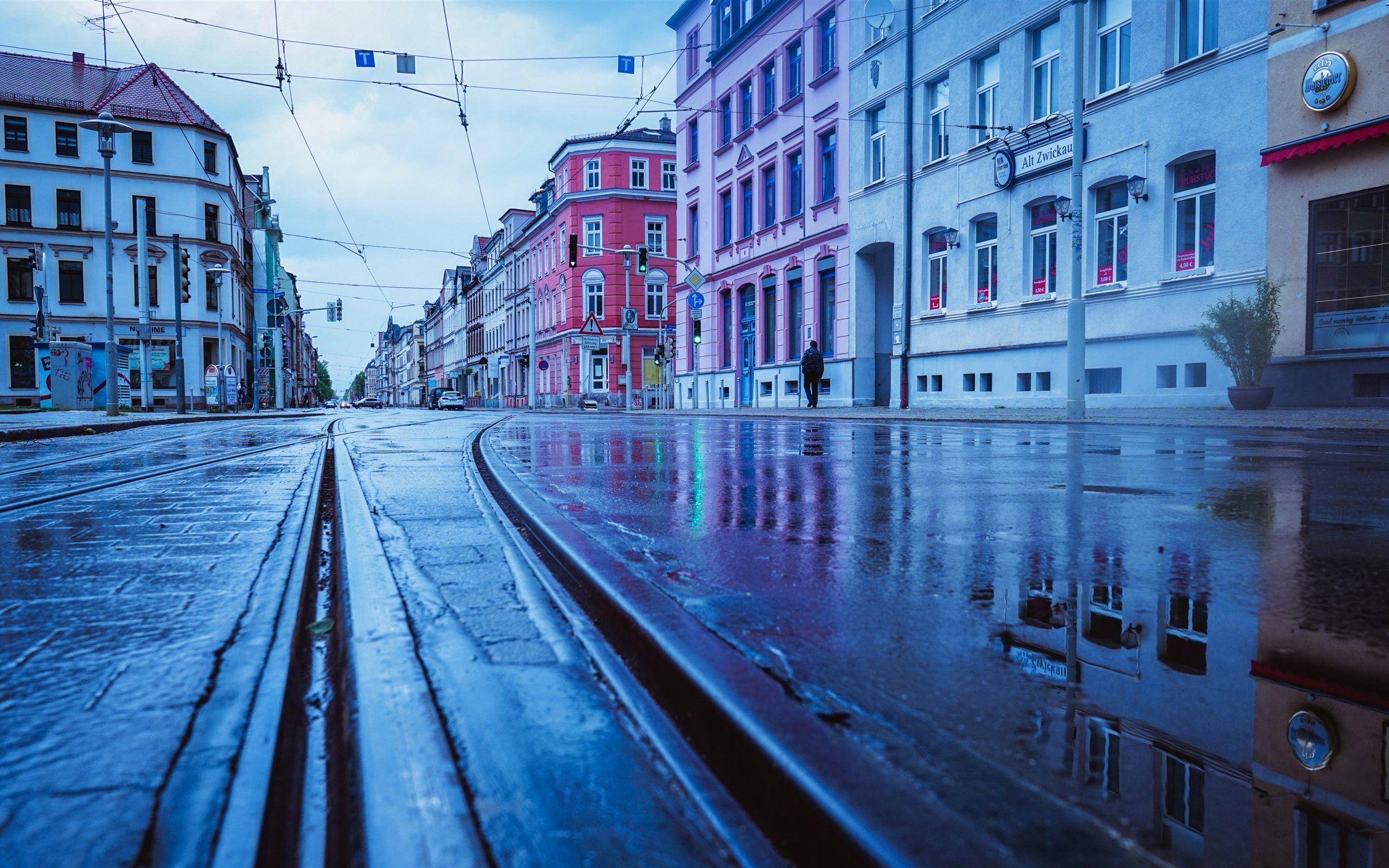 2560x1600 Wallpaper Germany, rainy day, city, street, wet ground 3840x2160 UHD 4K Picture, Image