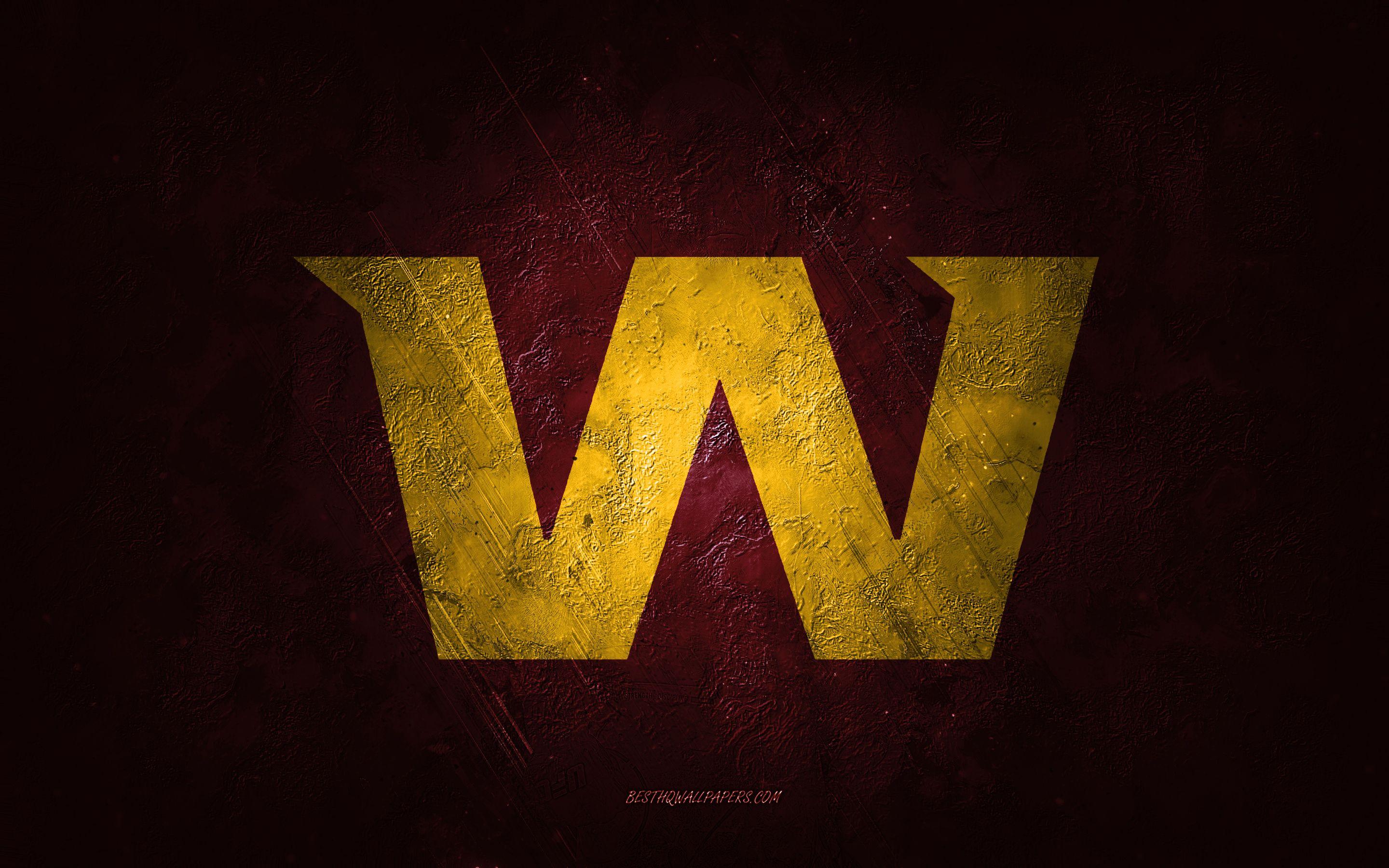 2880x1800 Download wallpaper Washington Football Team, American football team, burgundy stone background, Washington Football Team logo, grunge art, NFL, American football, USA, Washington Football Team emblem for desktop with resolution 2880x1800. High Quality