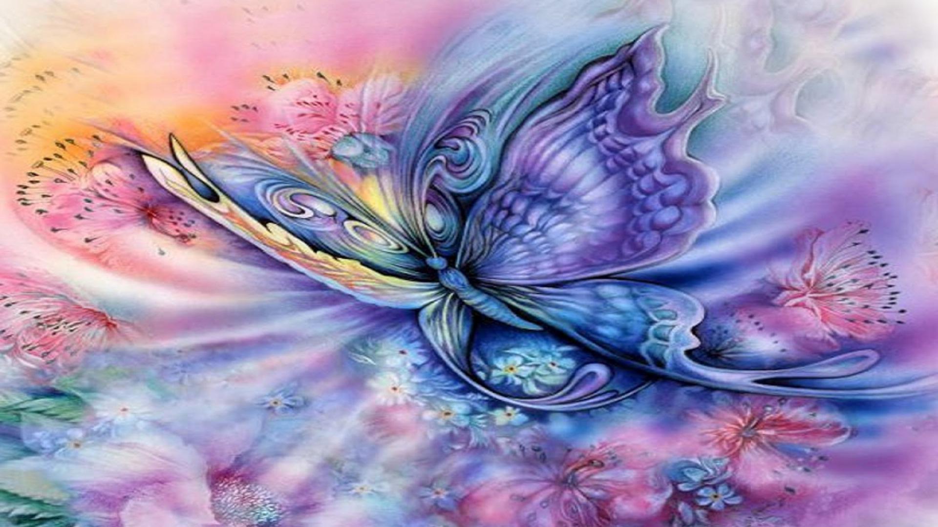 Purple Blue Butterfly Wallpaper