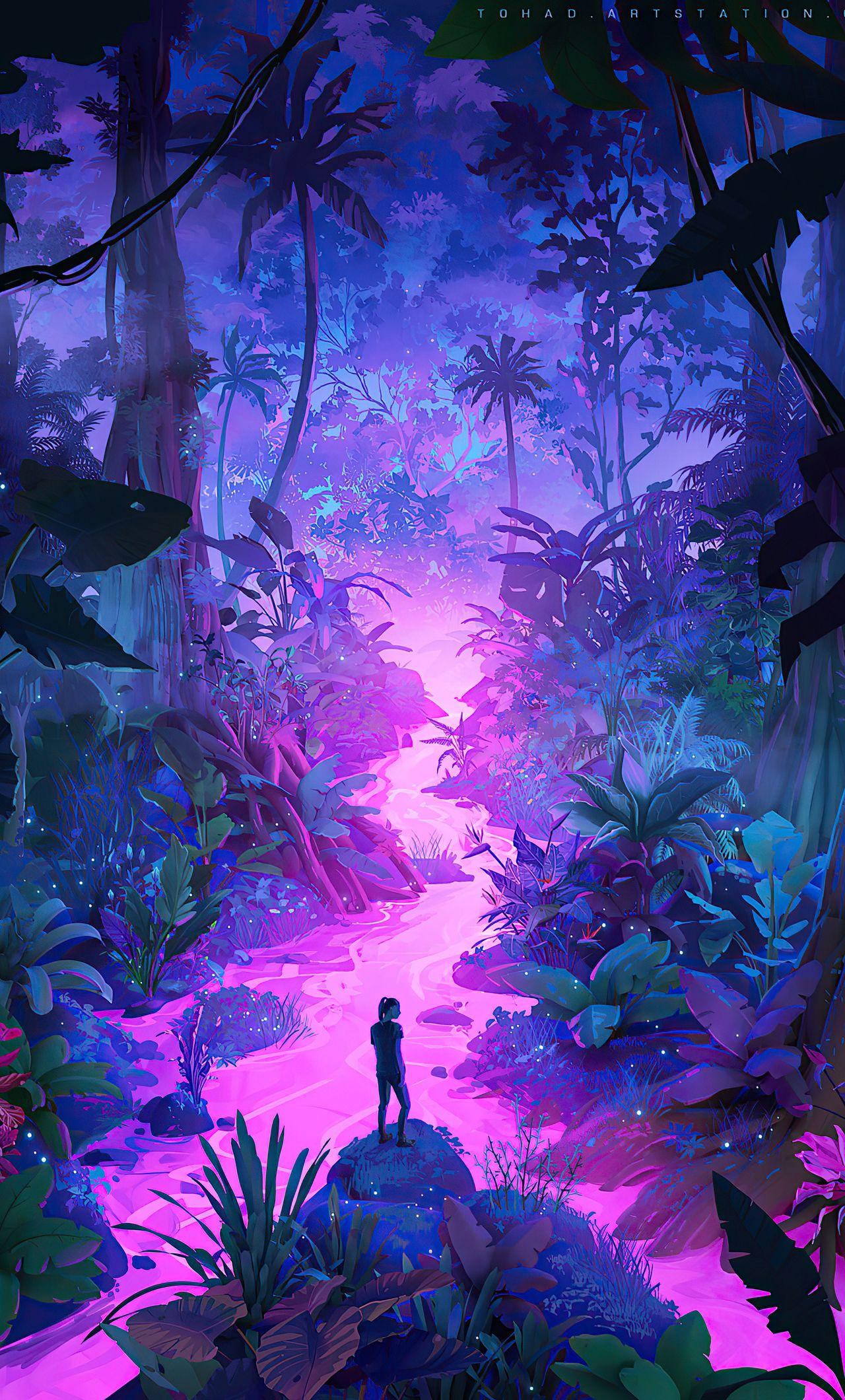1280x2120 Neon Jungle Art 4k iPhone HD 4k Wallpaper, Image, Background, Photo and Picture