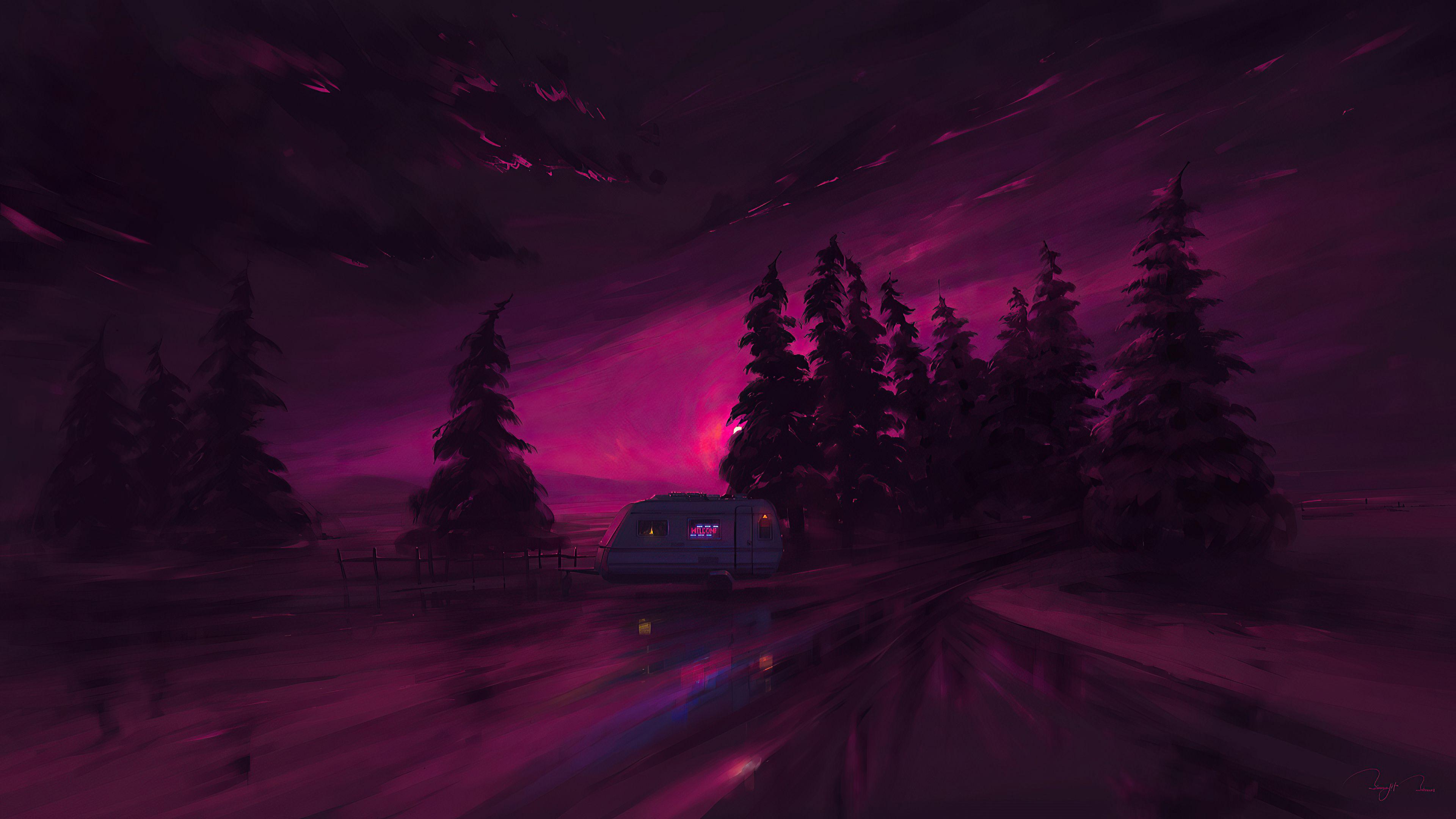 3840x2160 Neon Forest Wallpaper