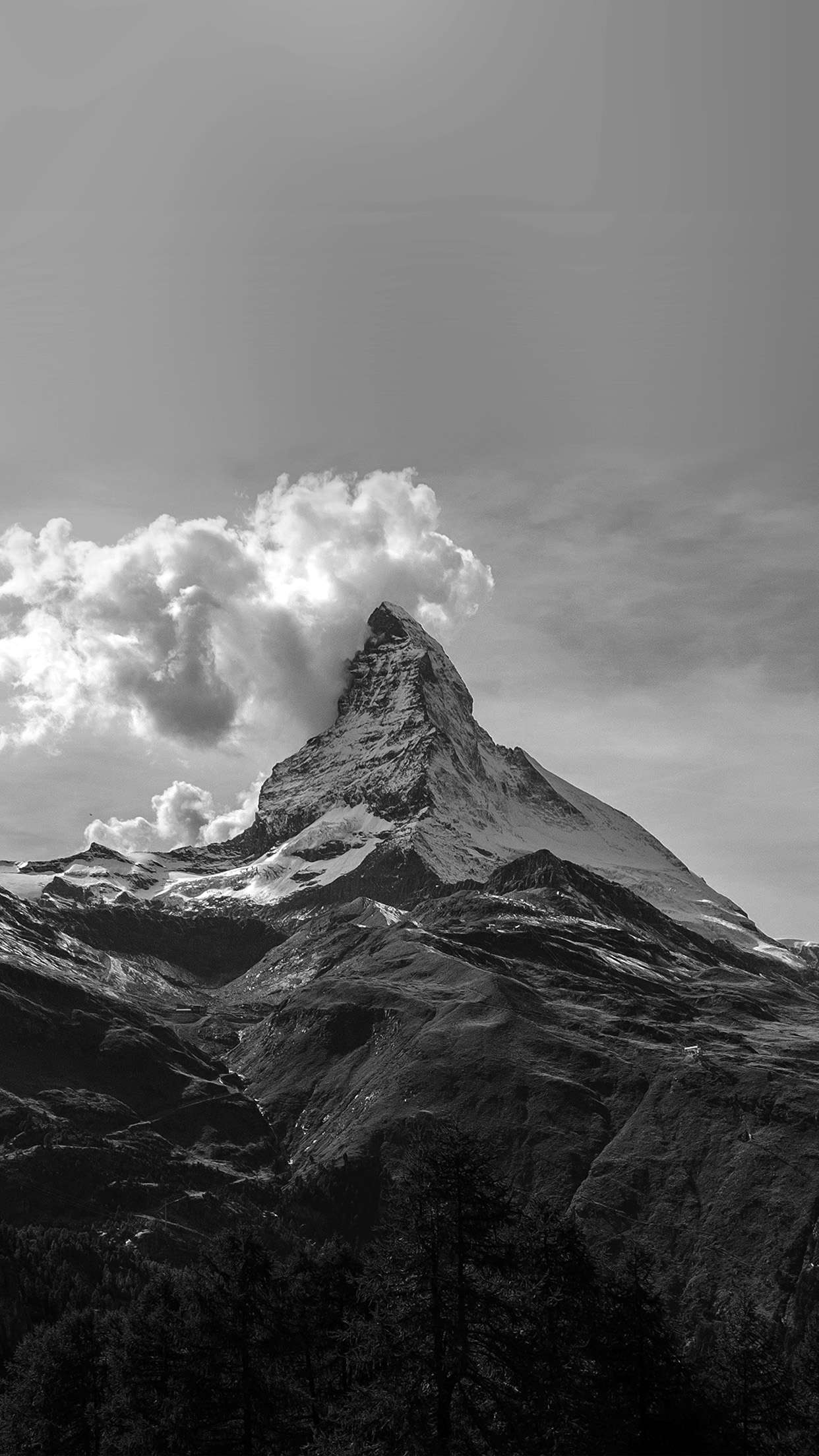 1242x2208 Black And White Mountains iPhone Wallpaper