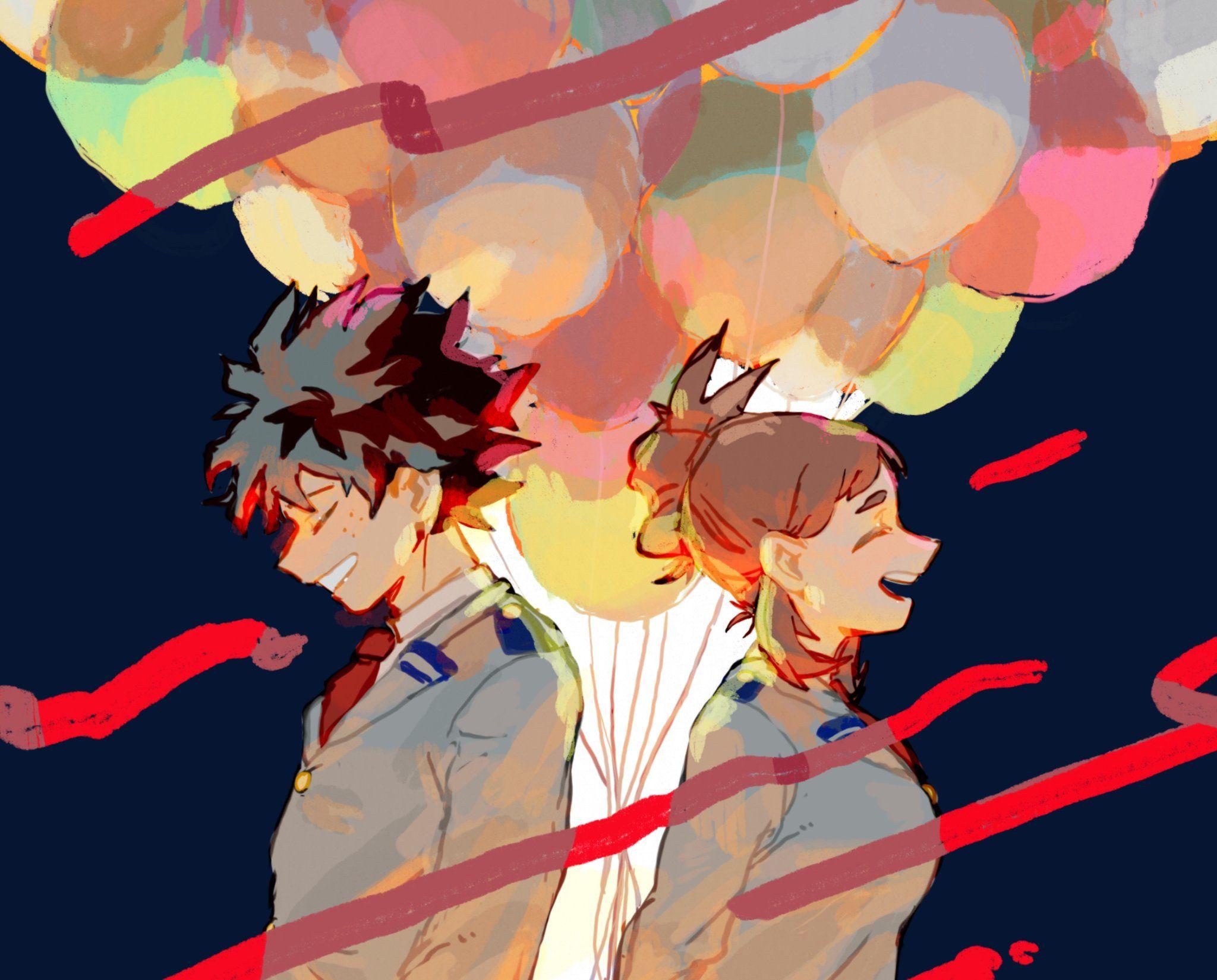 2048x1650 uraraka and deku no Hero Academia Wallpaper