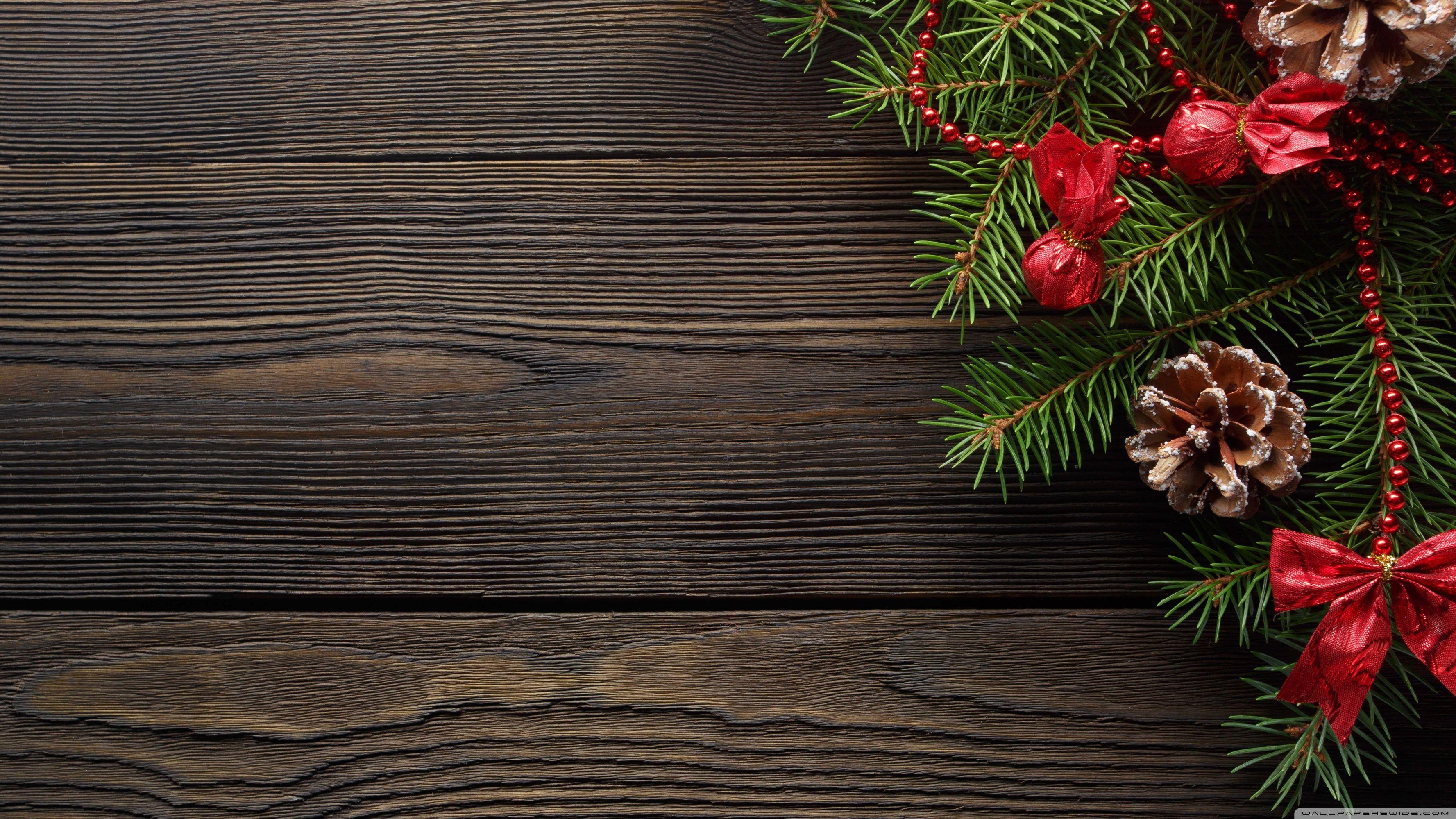 3554x1999 Christmas Wallpaper Wood iPhone