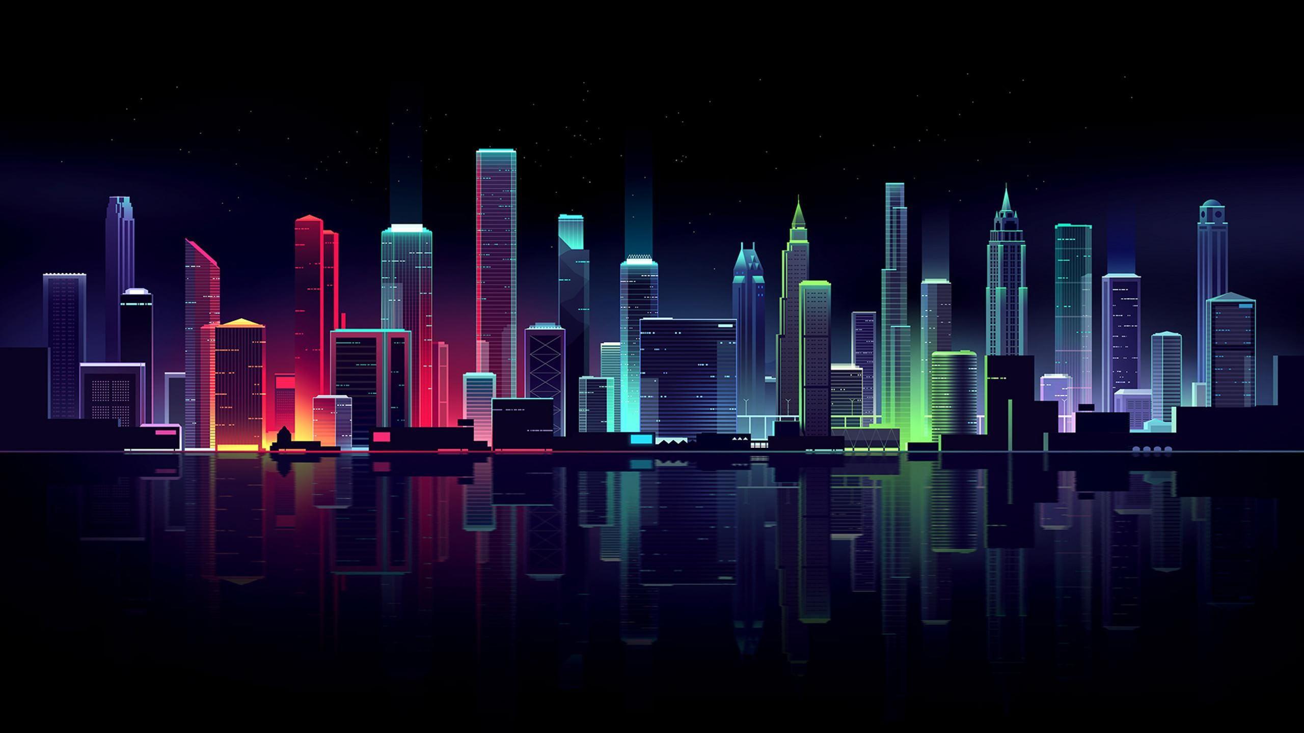2560x1440 4k Wallpaper Neon City