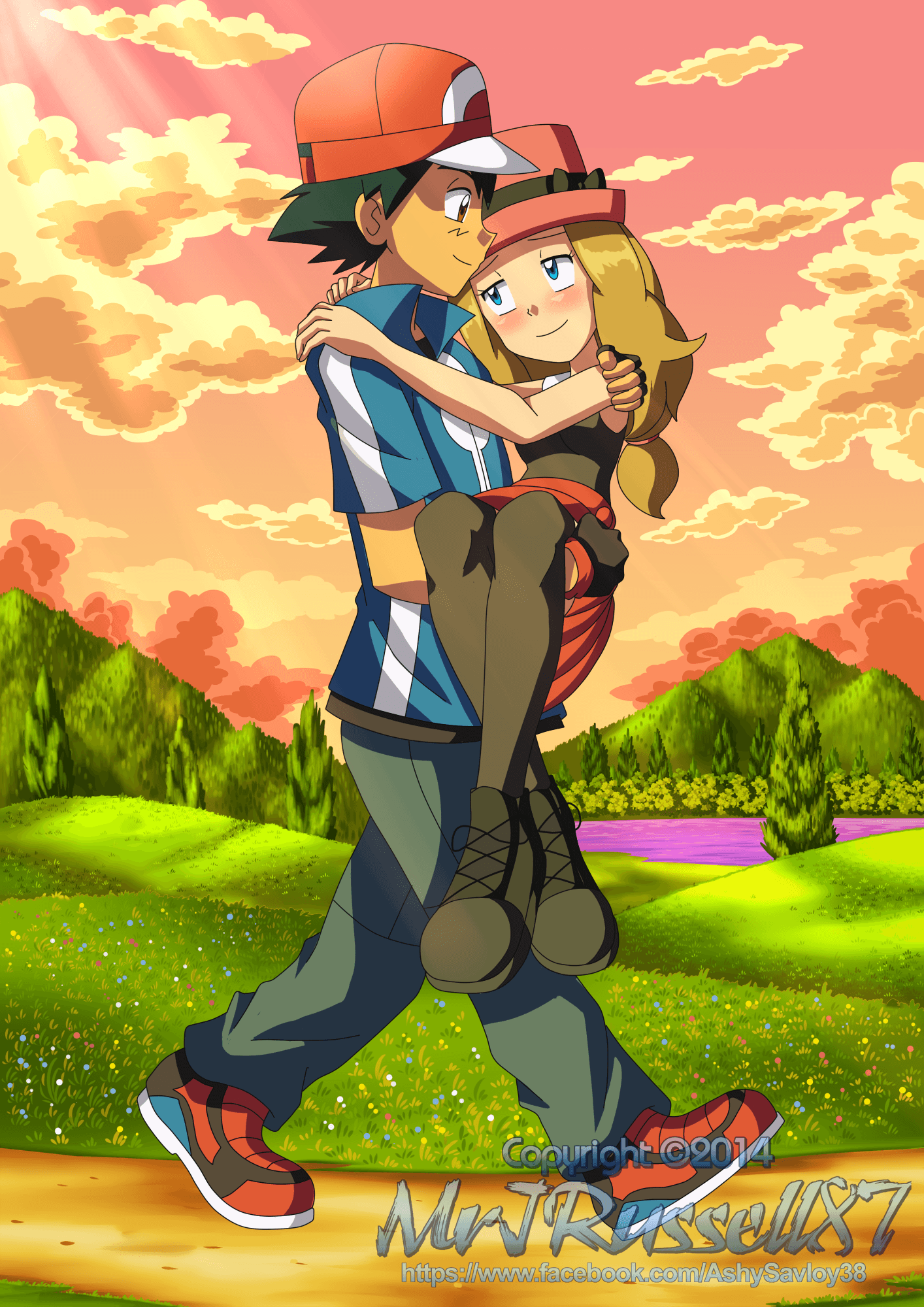 1414x2000 Ash And Serena Wallpaper