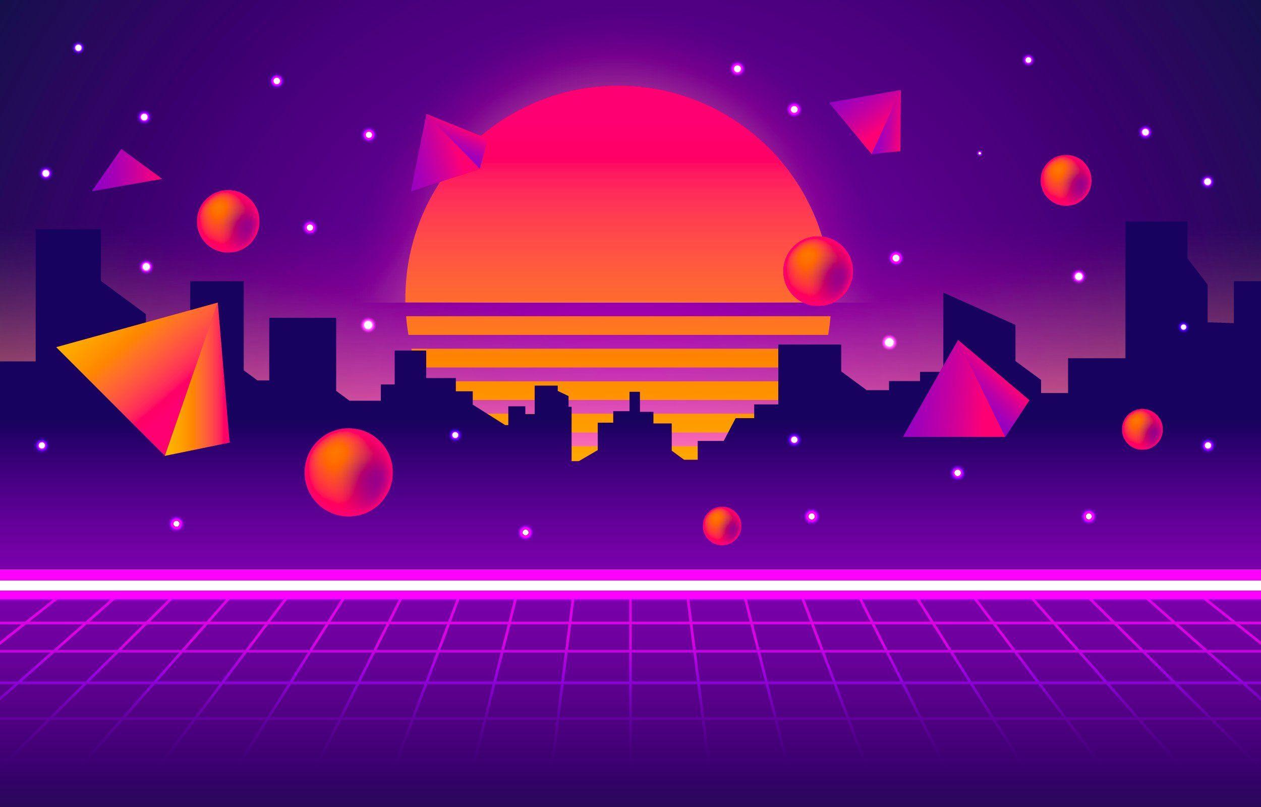 2500x1600 Retro Futurism Neon City Background