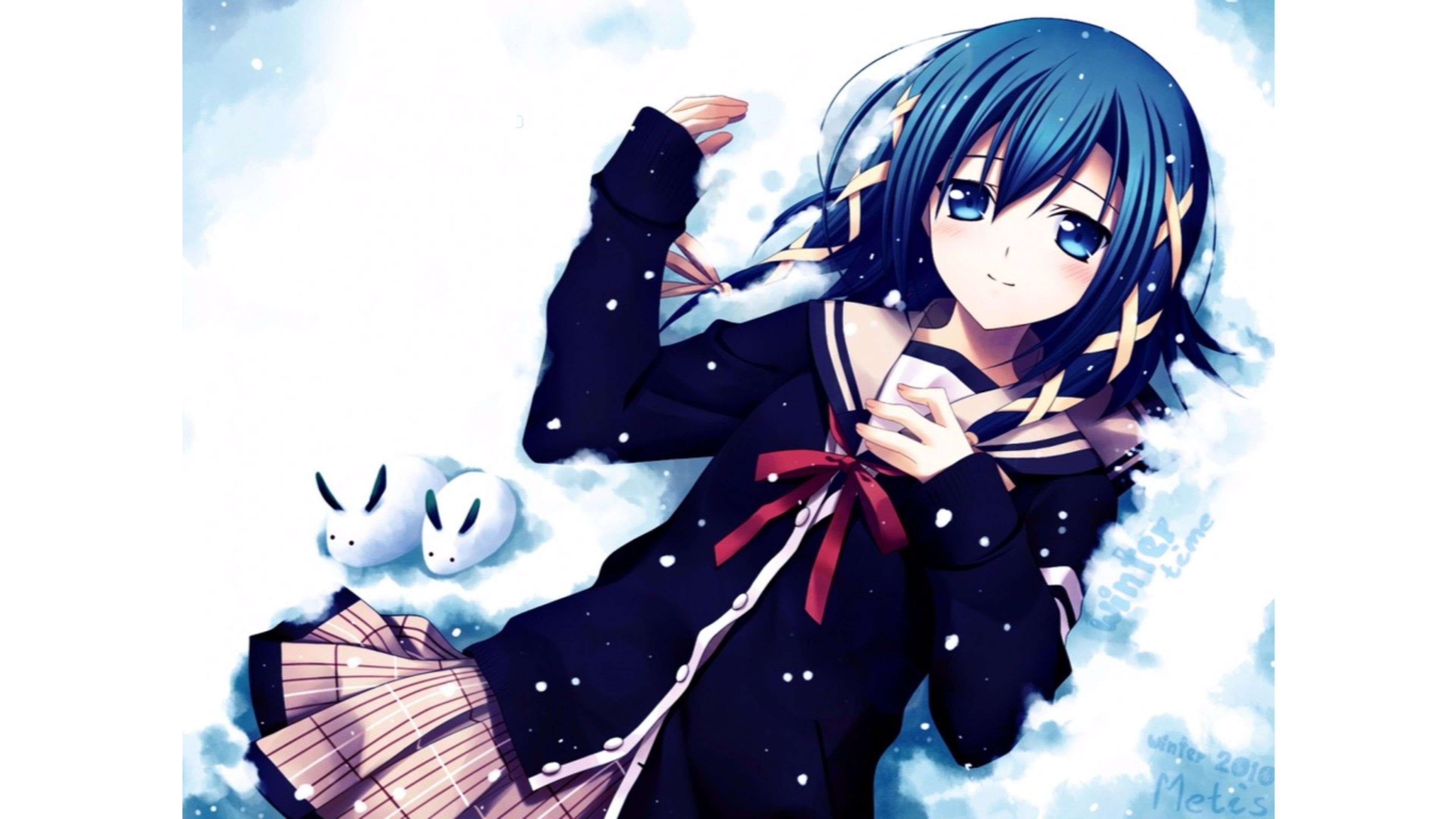 3840x2160 Cute Anime School Girl Wallpaper