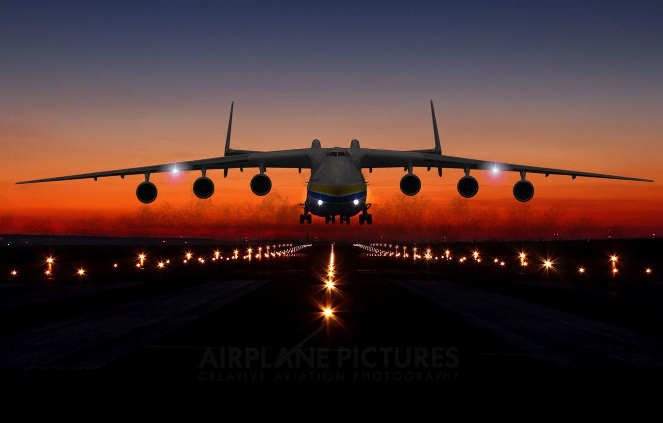 1332x850 Wallpaper sky, sunset, airplane, sunrise, Mriya, the an- runway, an- mriya image for desktop, section авиация