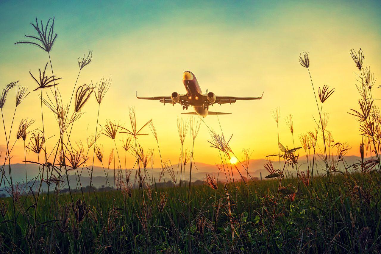1280x853 Wallpaper Airplane Passenger Airplanes taking off Sun Nature sunrise