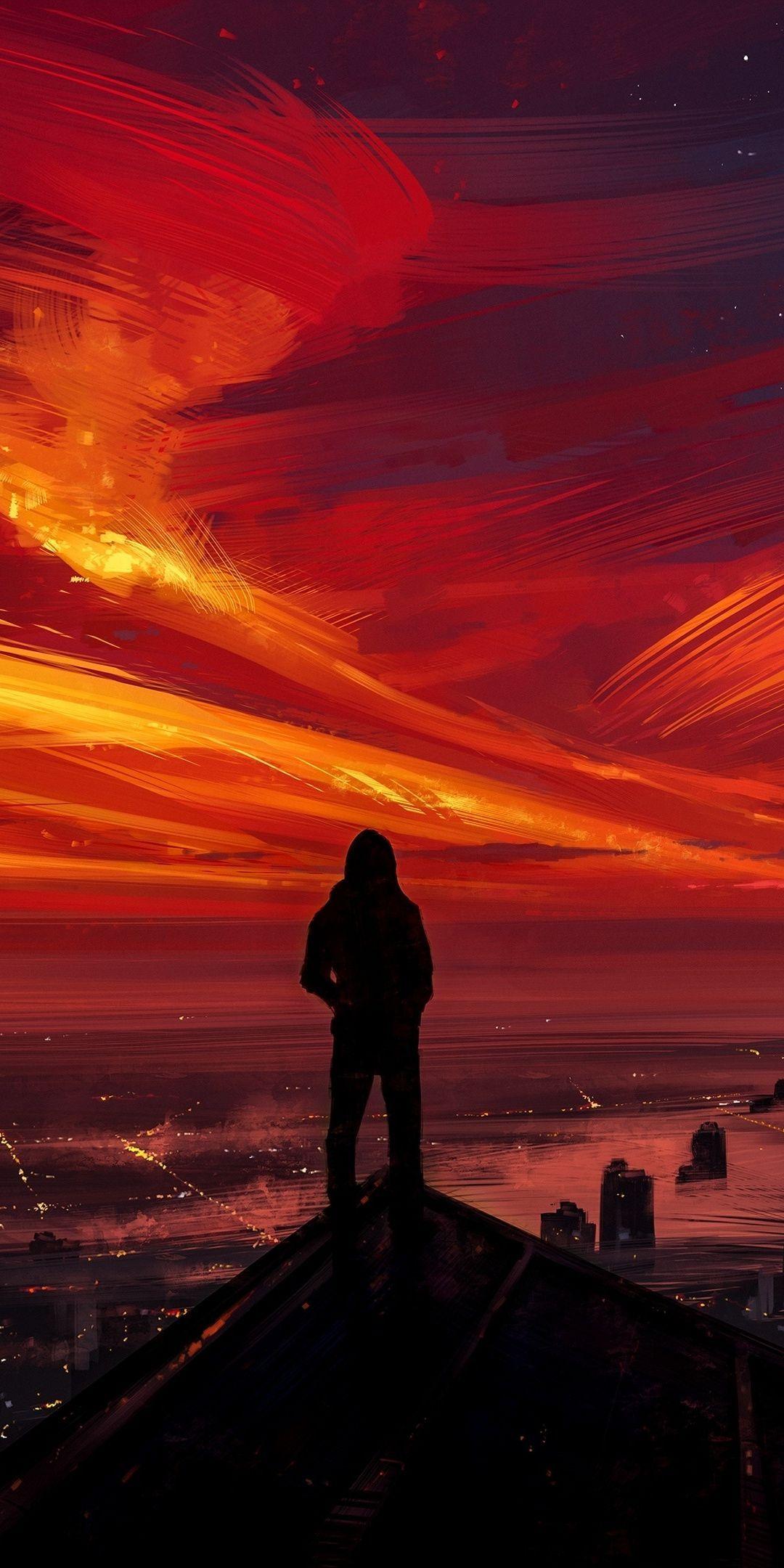 1080x2160 Man, sunset, skyline, silhouette, art, 1080x2160 wallpaper. Cool iphone wallpaper hd, Best iphone wallpaper, Art wallpaper iphone