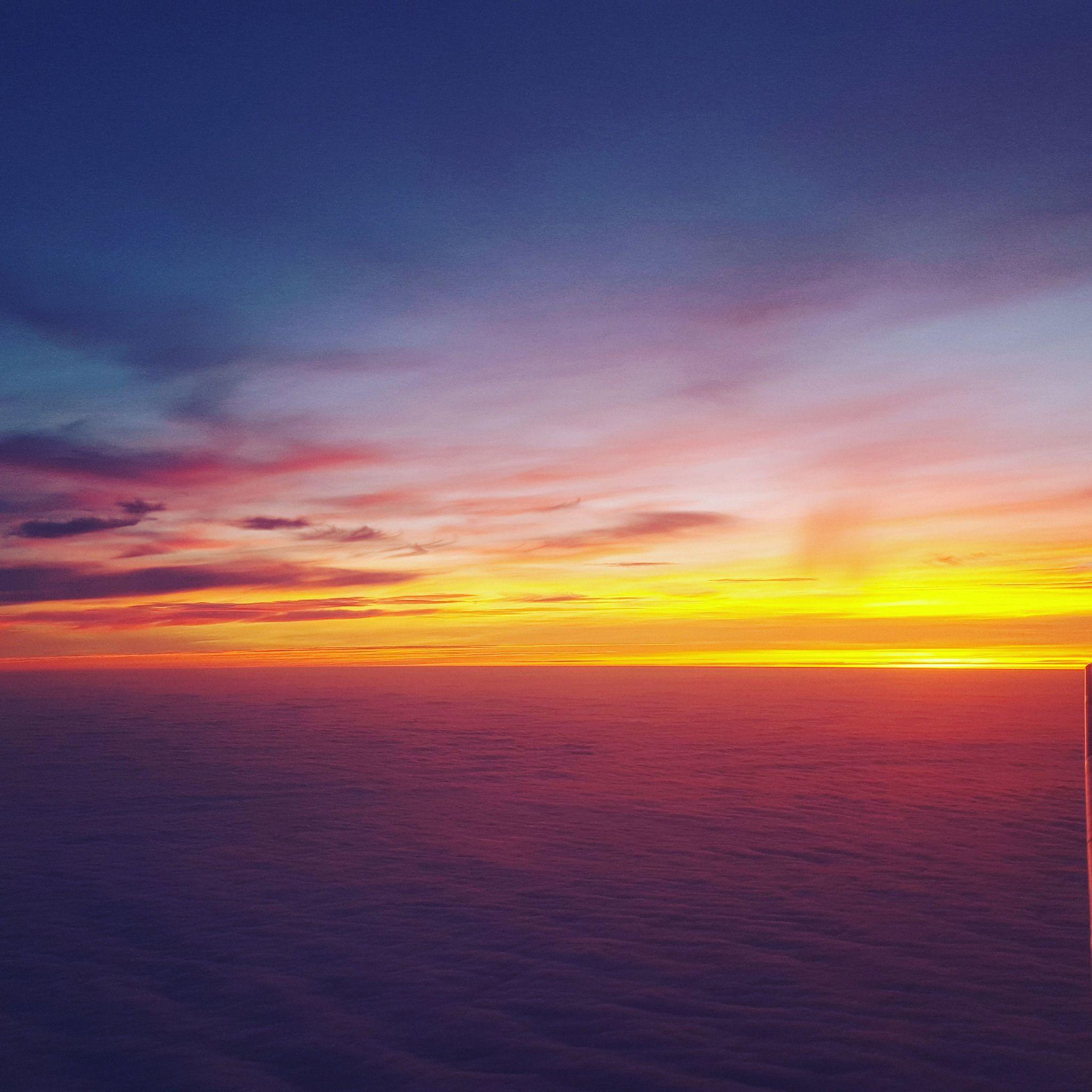 2048x2048 Airplane Dawn Dusk Flight Sunrise Sky iPad Air HD 4k Wallpaper, Image, Background, Photo and Picture