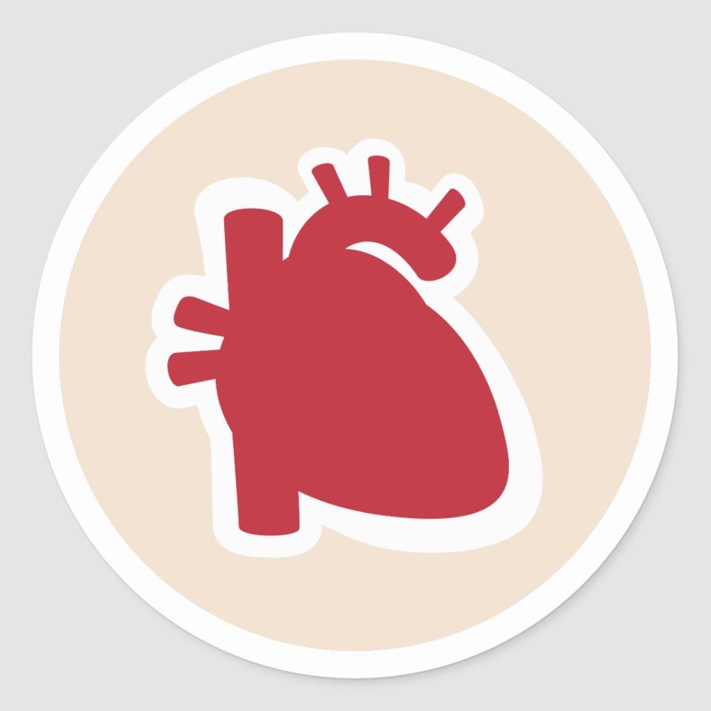1024x1024 Cardiologist or cardiology red human heart logo classic round sticker. Zazzle.com. Heart logo, Cardiology, Logo sticker