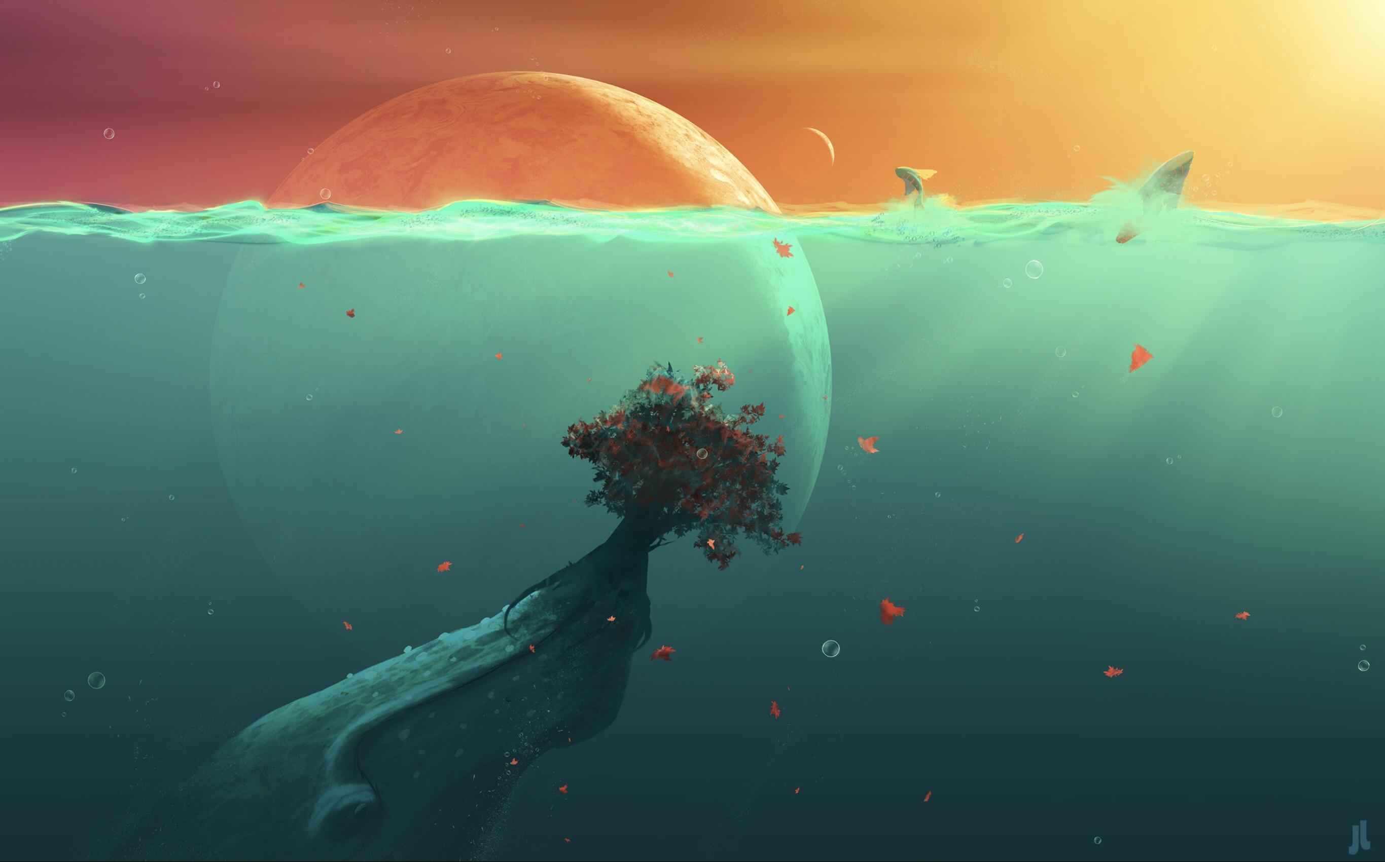 2731x1701 Fantasy Whale Wallpaper