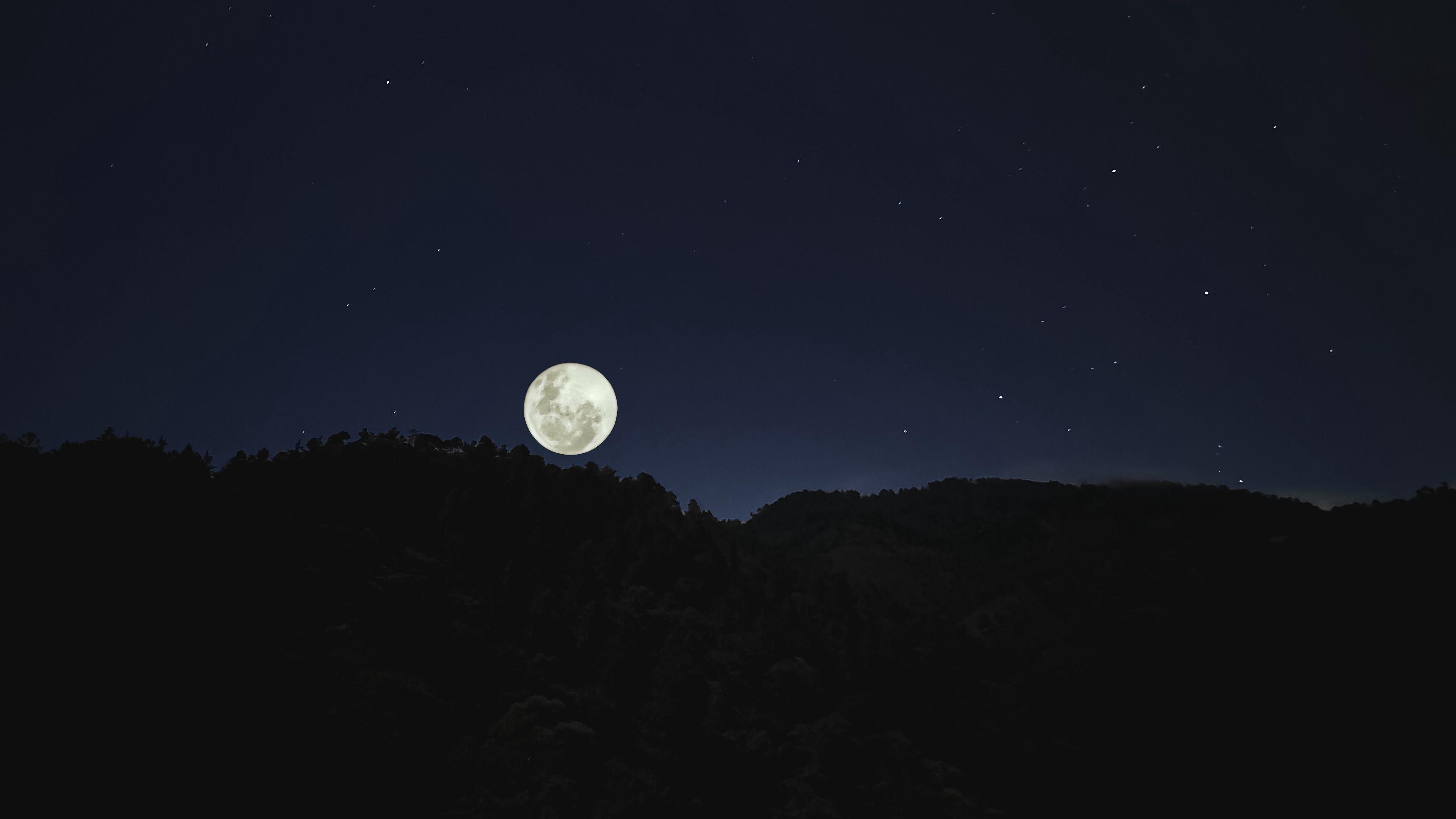3840x2160 Download wallpaper 3840x2160 moon, hills, dark, night 4k uhd 16:9 HD background
