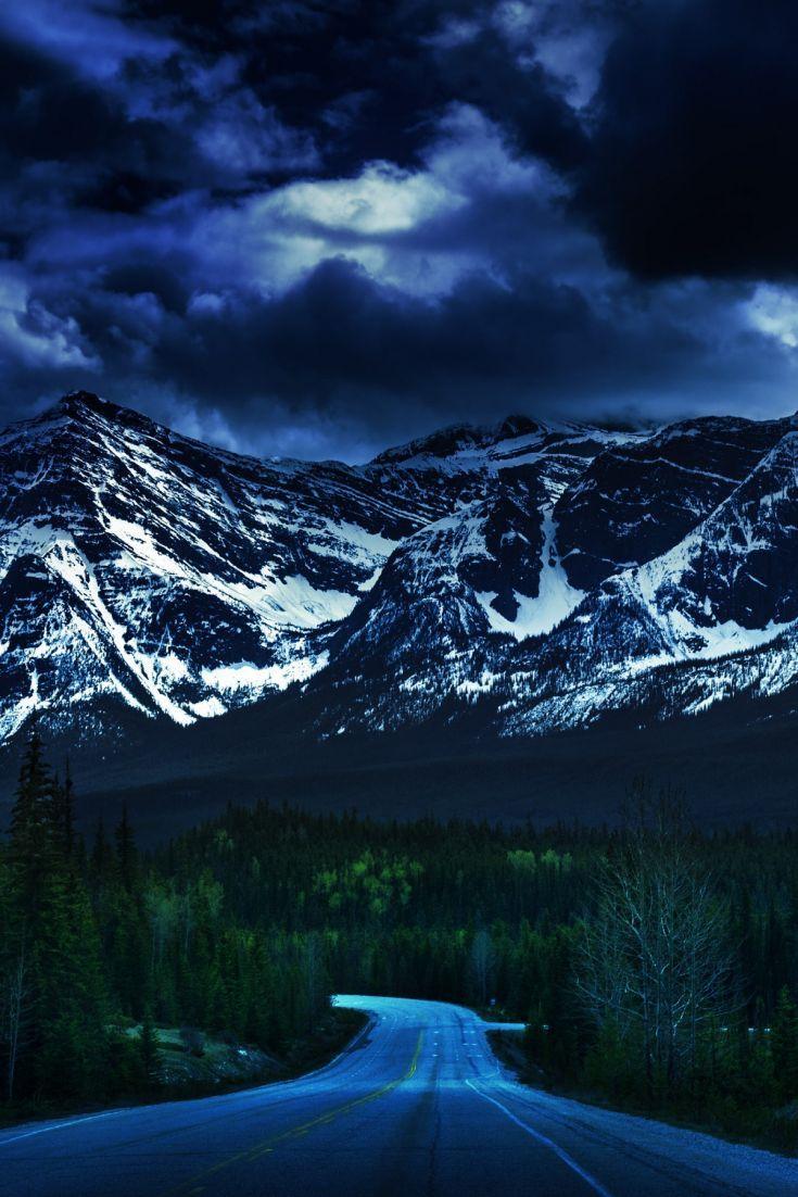 735x1102 Dark Road To Hills. Mountains, Woodland wallpaper, Natural landmarks