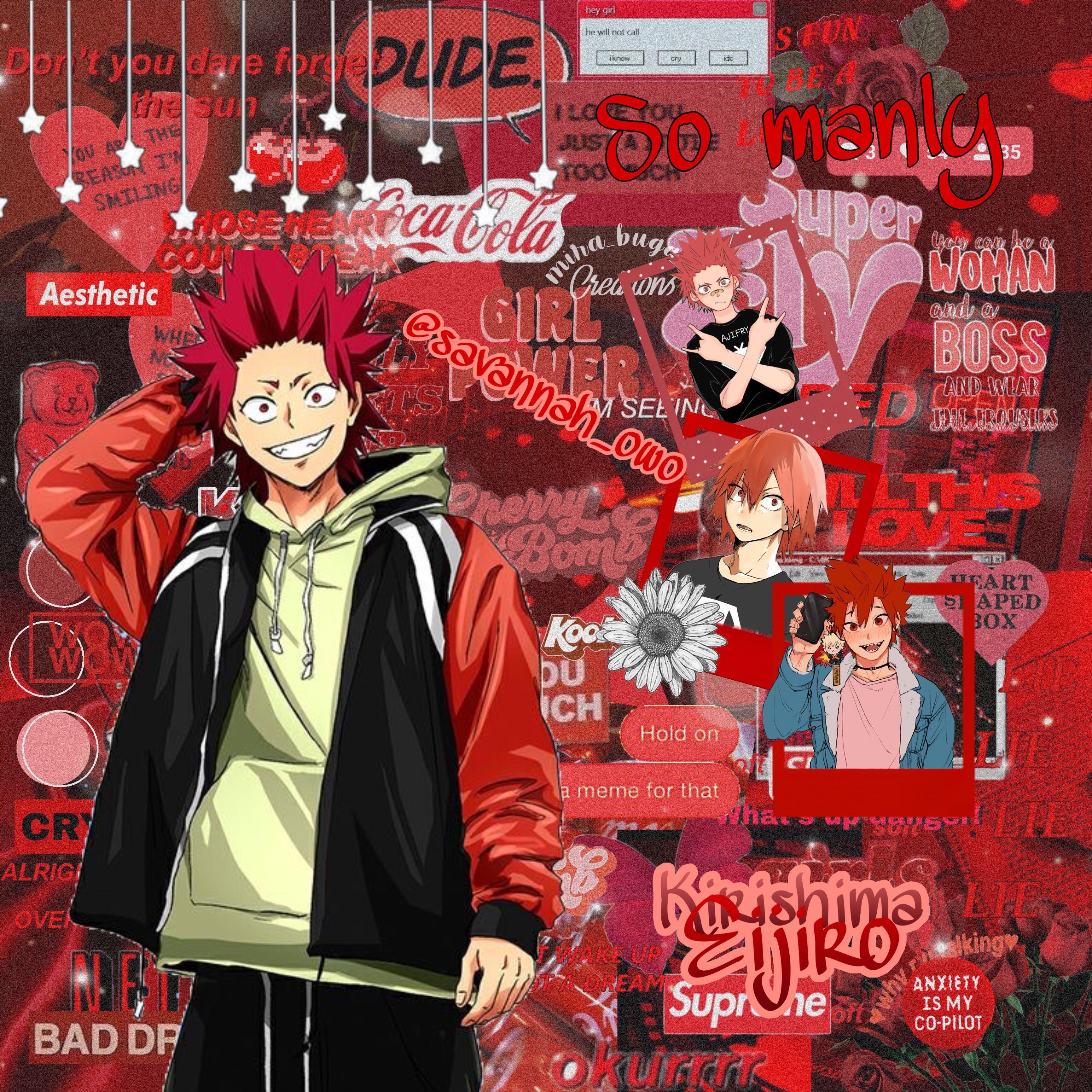3464x3464 freetoedit edit of le manly man kirishima #kiri #kirishima #eijiro #eijiroukirishima #redriot #bnha #red #. Aesthetic anime, Cute anime wallpaper, Hero wallpaper